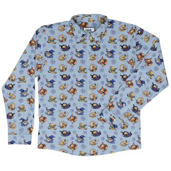 DnD Classes Rubber Ducks Long Sleeve Button Up Shirt Geek Nerd adult sizing Design by Ardi Tong dnd & rpg print