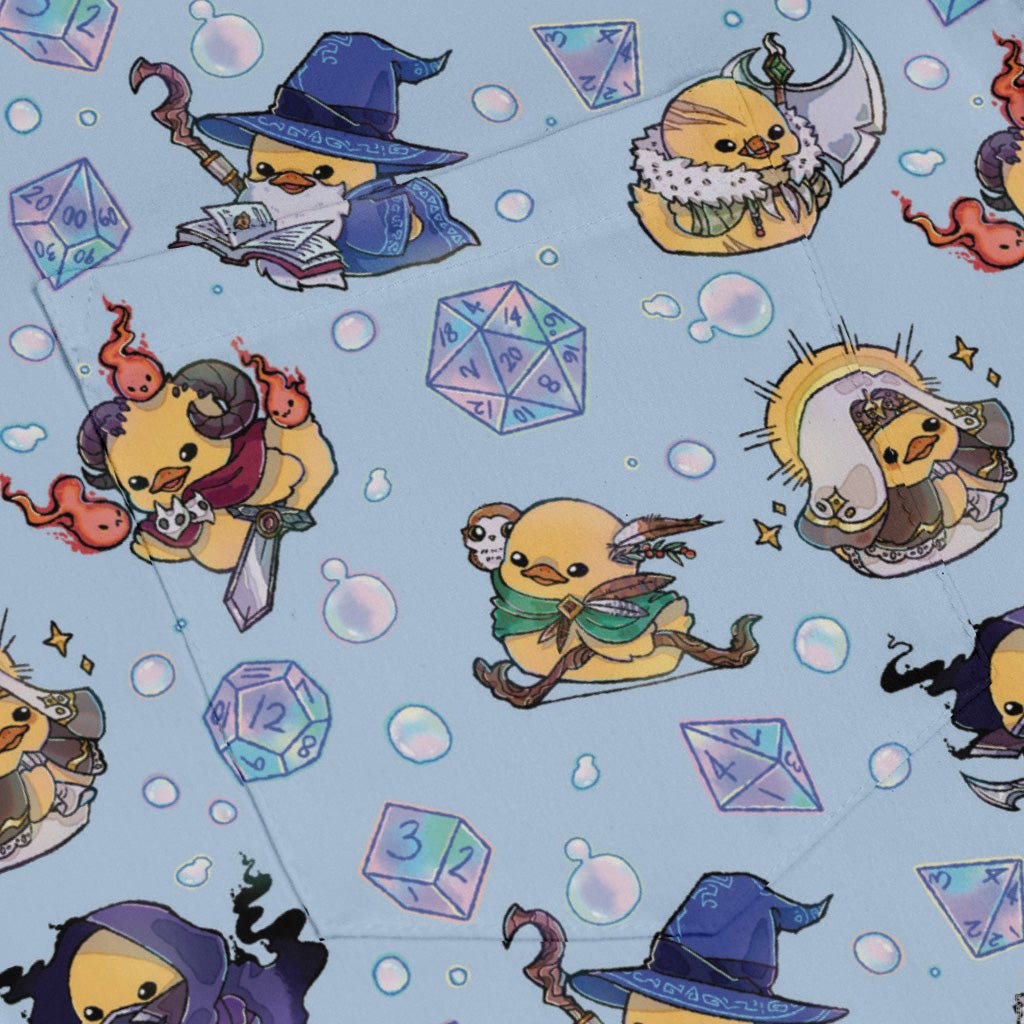 DnD Classes Rubber Ducks Long Sleeve Button Up Shirt Geek Nerd adult sizing Design by Ardi Tong dnd & rpg print