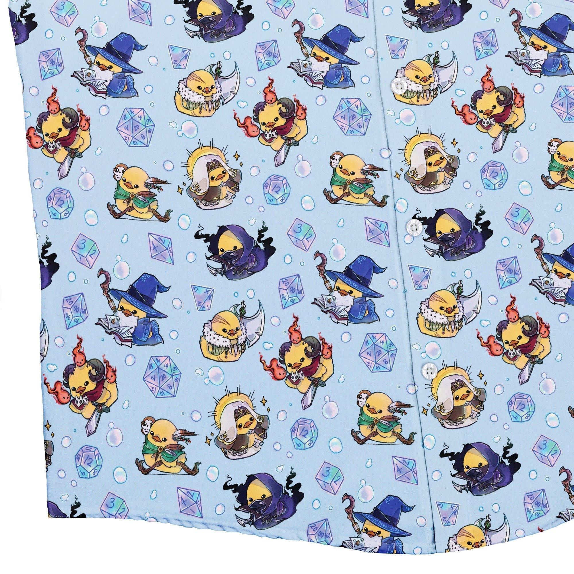 DnD Rubber Ducks Button Up Shirt Geek Nerd adult sizing Design by Ardi Tong dnd & rpg print