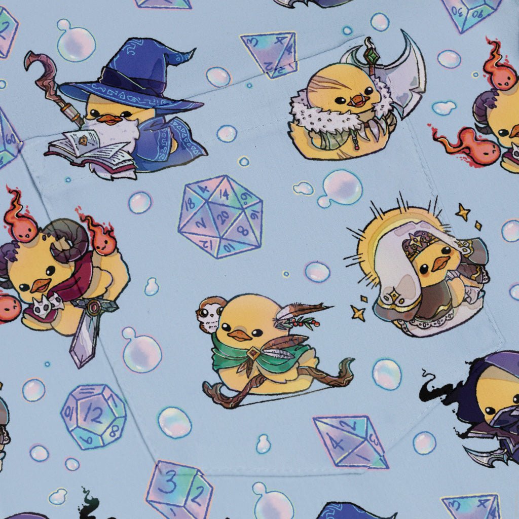 DnD Rubber Ducks Button Up Shirt Geek Nerd adult sizing Design by Ardi Tong dnd & rpg print