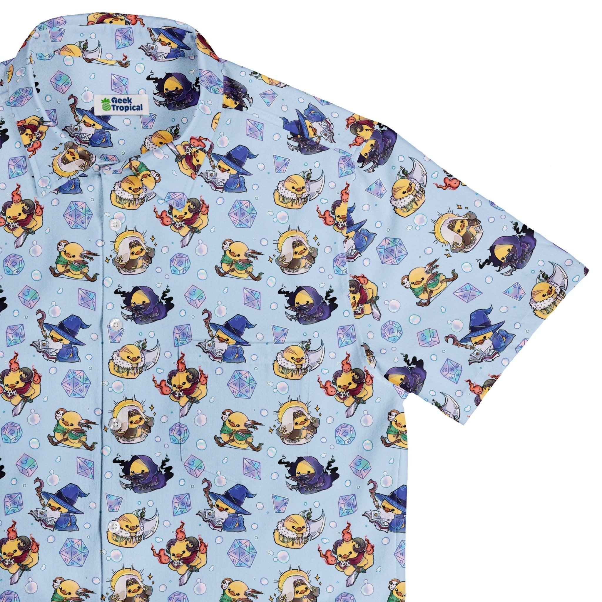 DnD Rubber Ducks Button Up Shirt Geek Nerd adult sizing Design by Ardi Tong dnd & rpg print