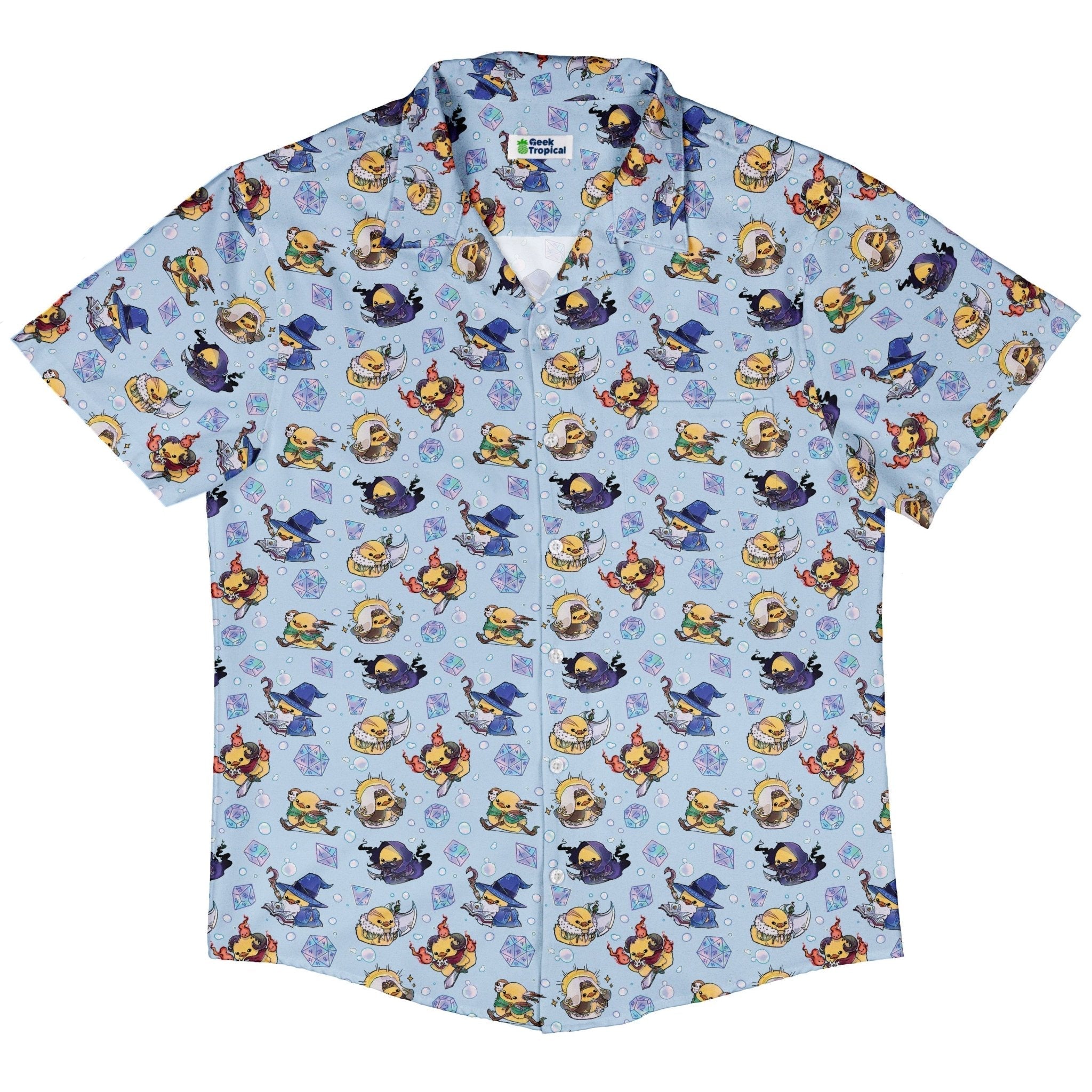 Clearance Ready - to - Ship DnD Classes Rubber Ducks Button Up Shirt Geek Nerd adult sizing Clearance Design by Ardi Tong