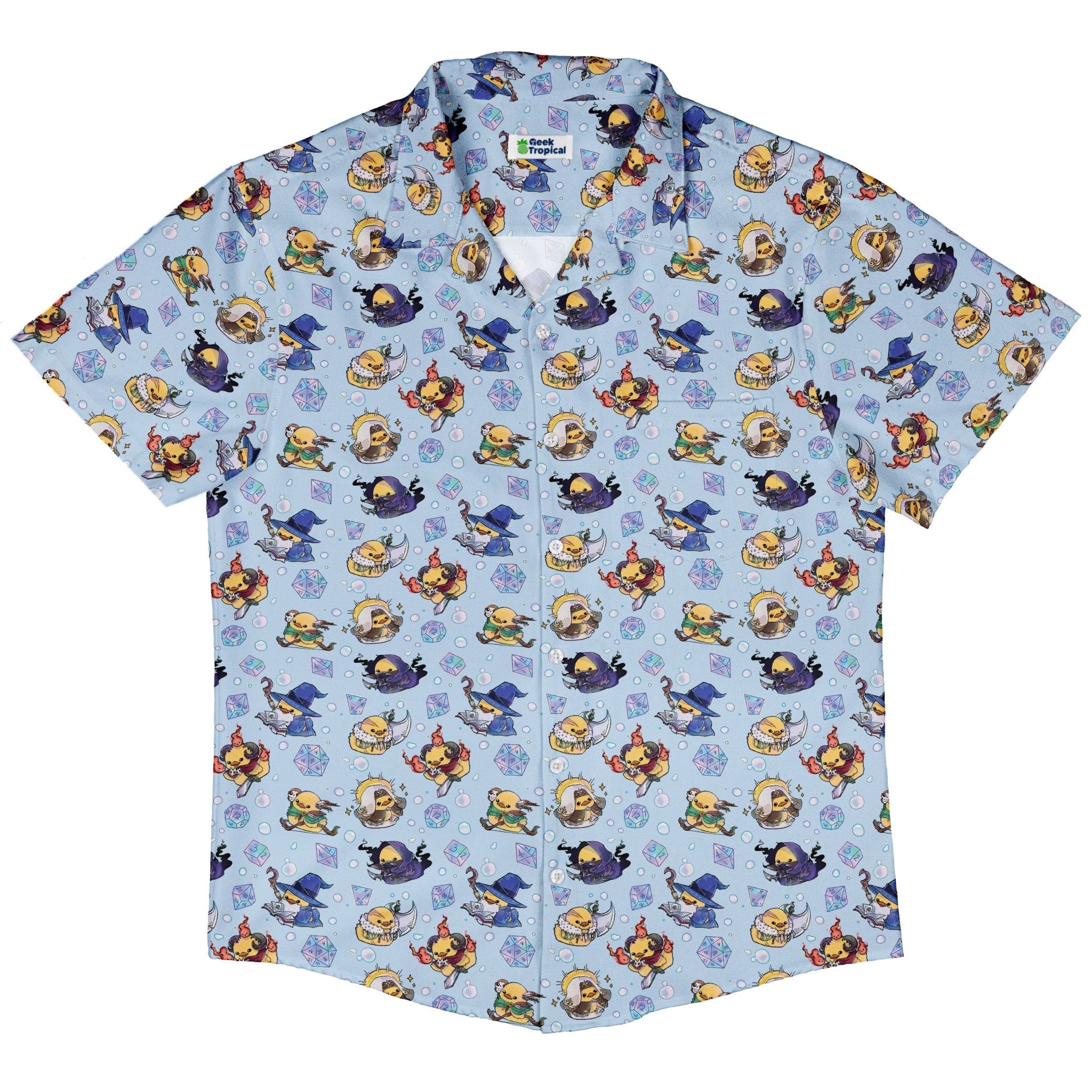 DnD Rubber Ducks Button Up Shirt Geek Nerd adult sizing Design by Ardi Tong dnd & rpg print