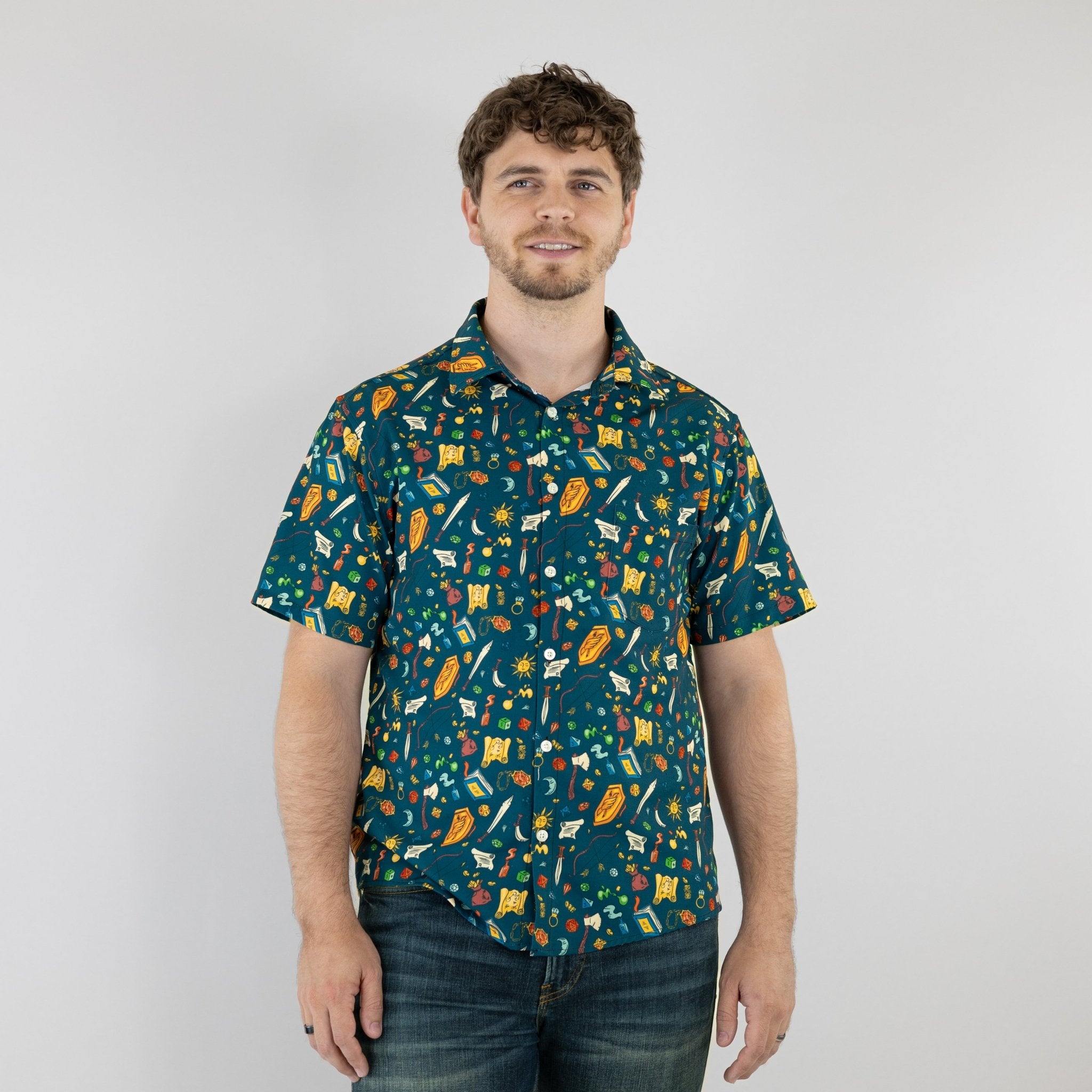 Ready-to-Ship Dnd Adventure Button Up Shirt - adult sizing - dnd & rpg print - ready-to-ship