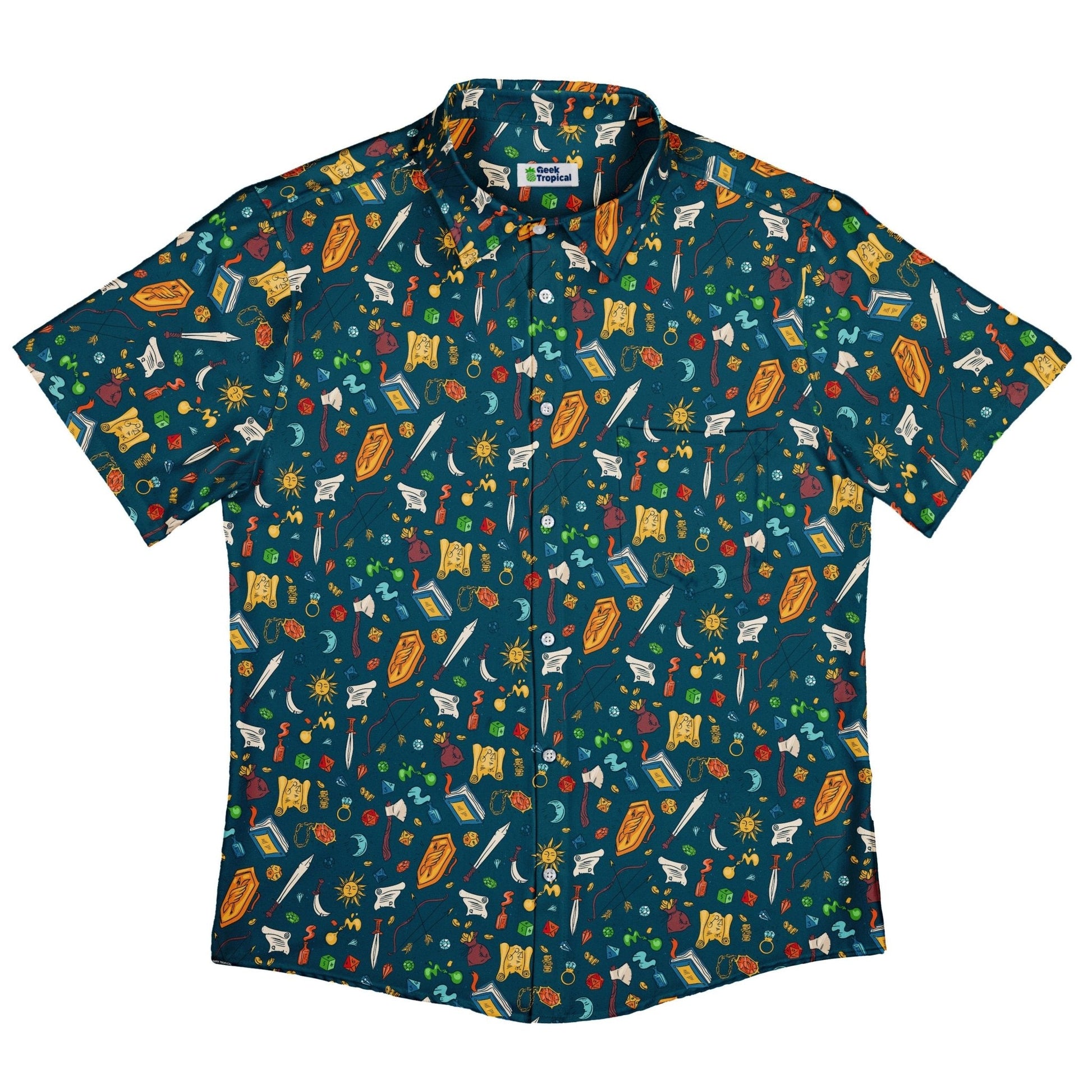 Ready-to-Ship Dnd Adventure Button Up Shirt - adult sizing - dnd & rpg print - ready-to-ship