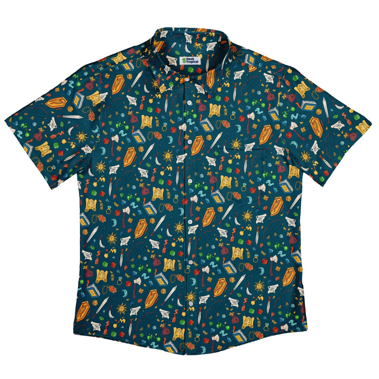 Dnd Adventure Button Up Shirt - adult sizing - dnd & rpg print -