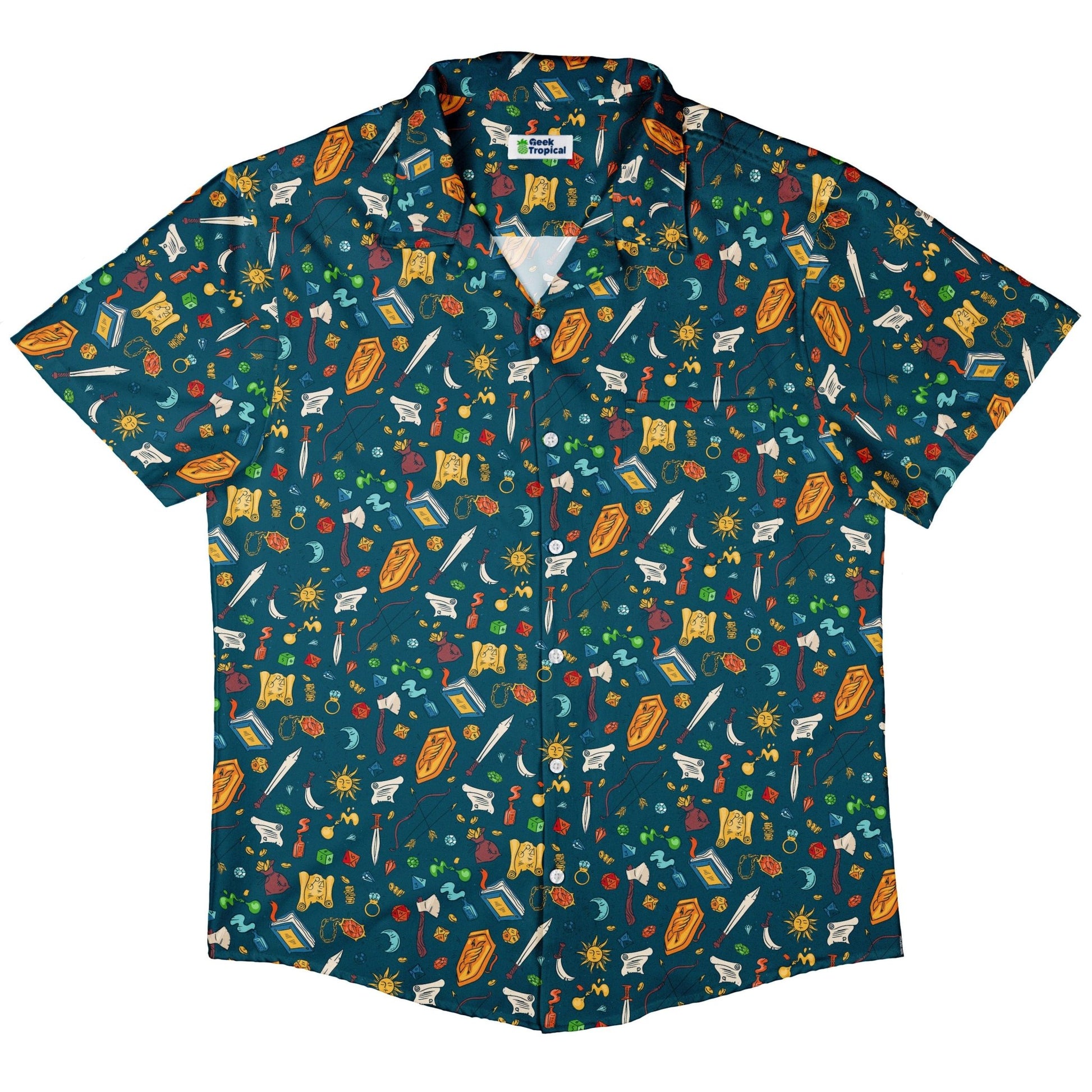 Dnd Adventure Button Up Shirt - adult sizing - dnd & rpg print -