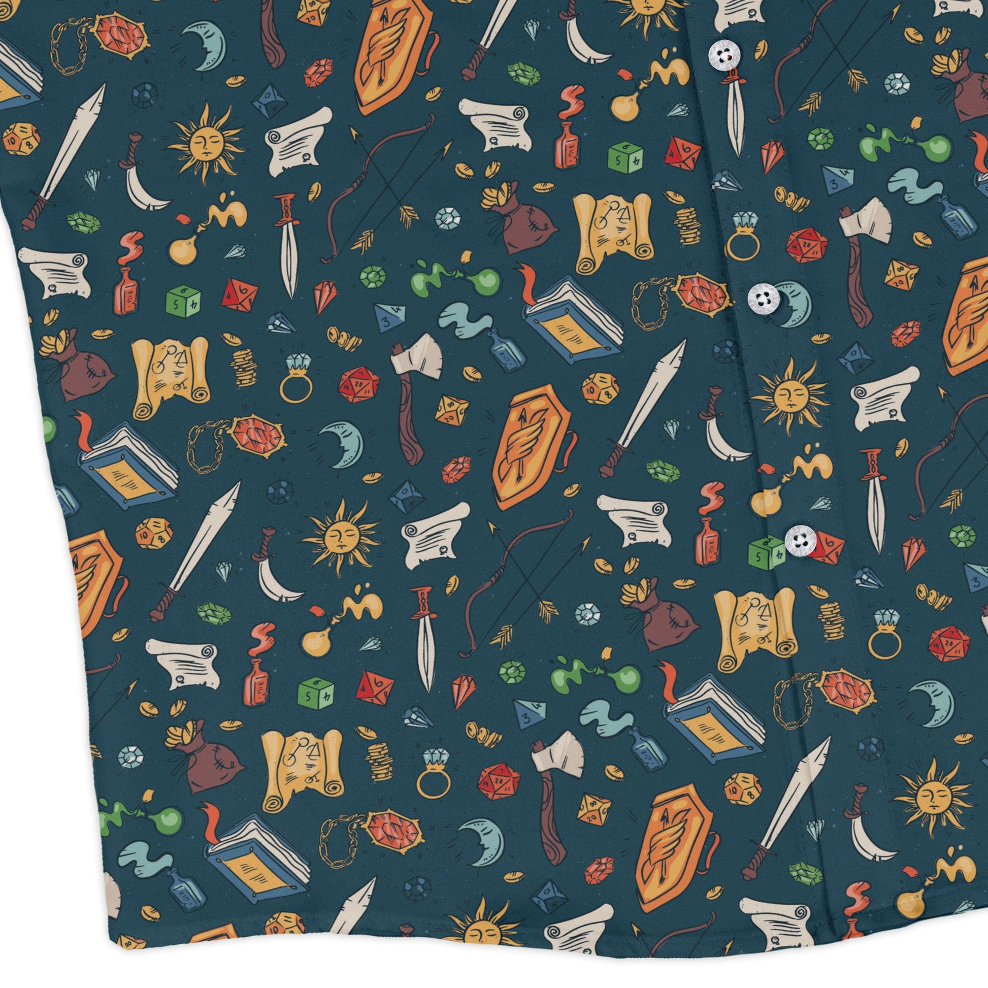 Dnd Adventure Long Sleeve Button Up Shirt Geek Nerd adult sizing dnd & rpg print FLOW DESC WRITING