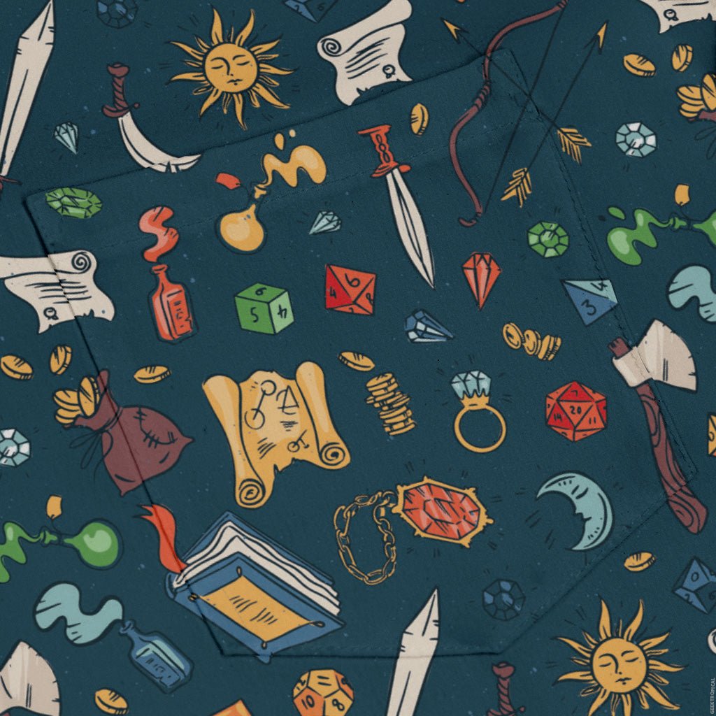 Dnd Adventure Long Sleeve Button Up Shirt Geek Nerd adult sizing dnd & rpg print FLOW DESC WRITING