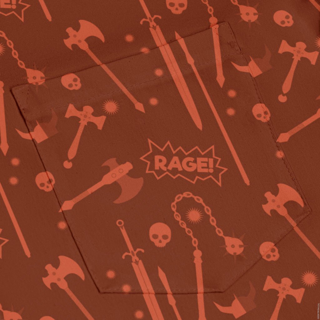 Dnd Barbarian Class Long Sleeve Button Up Shirt Geek Nerd adult sizing Design by Heather Davenport dnd & rpg print