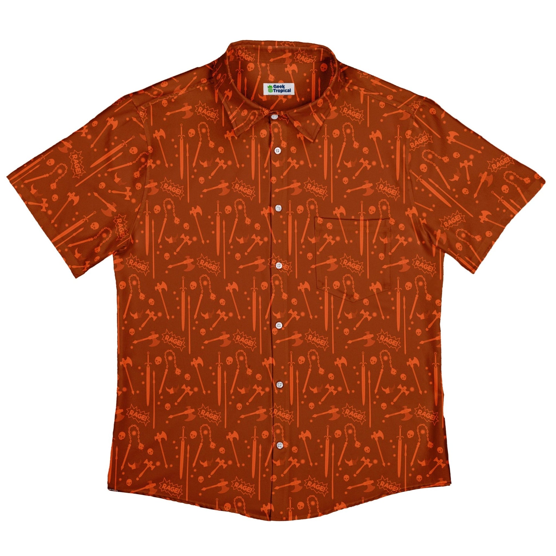 Dnd Barbarian Class Button Up Shirt - adult sizing - Design by Heather Davenport - dnd & rpg print