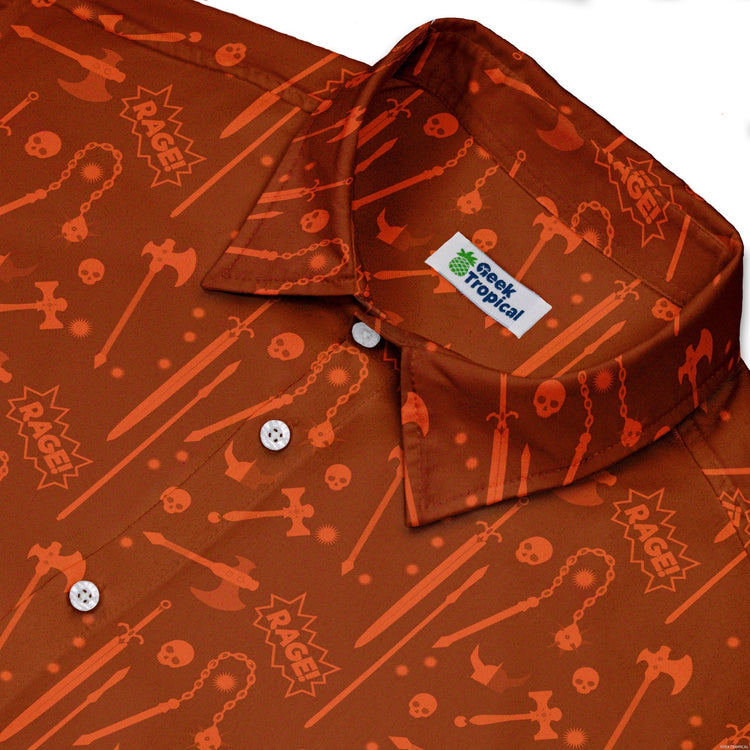 Dnd Barbarian Class Button Up Shirt - adult sizing - Design by Heather Davenport - dnd & rpg print