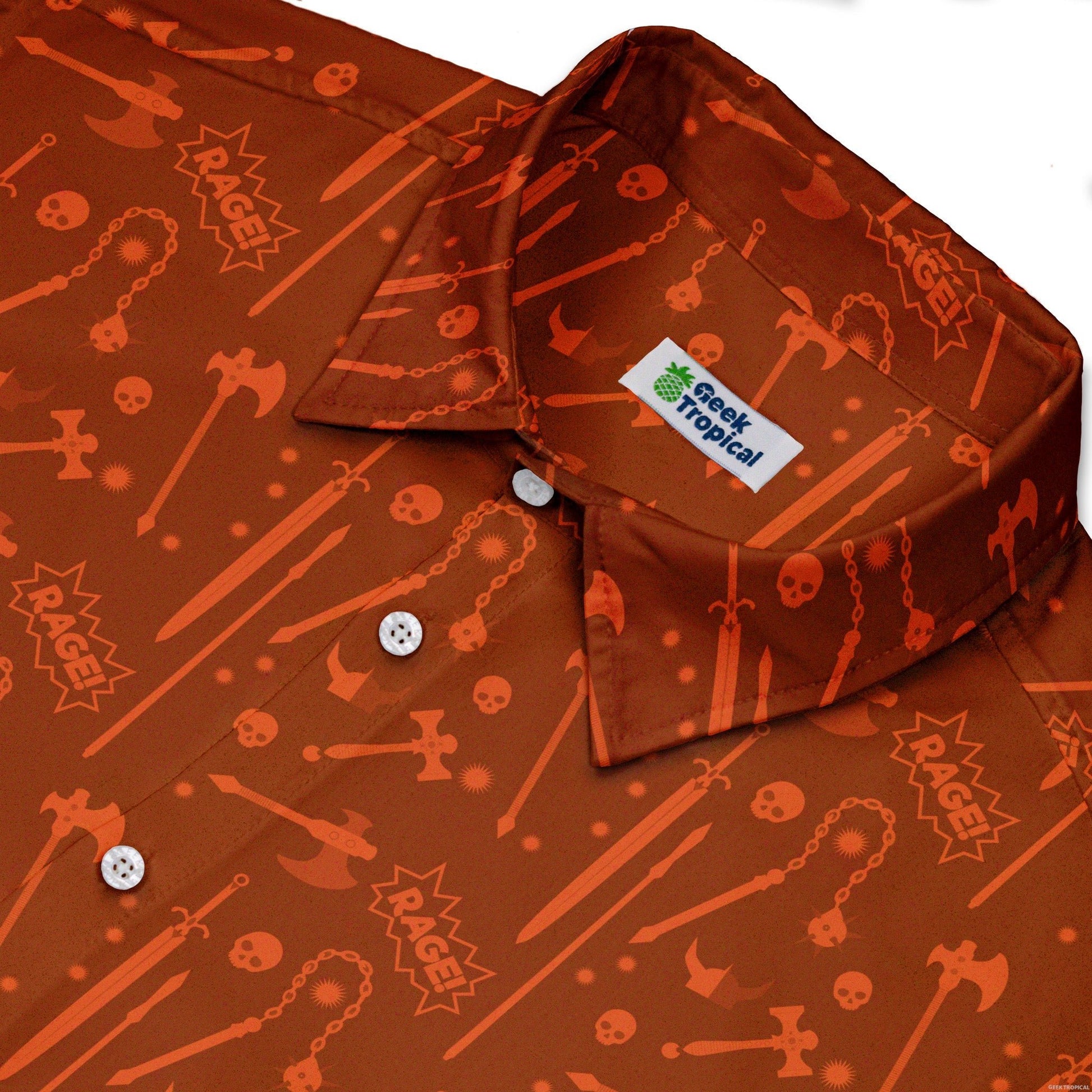Dnd Barbarian Class Button Up Shirt - adult sizing - Design by Heather Davenport - dnd & rpg print