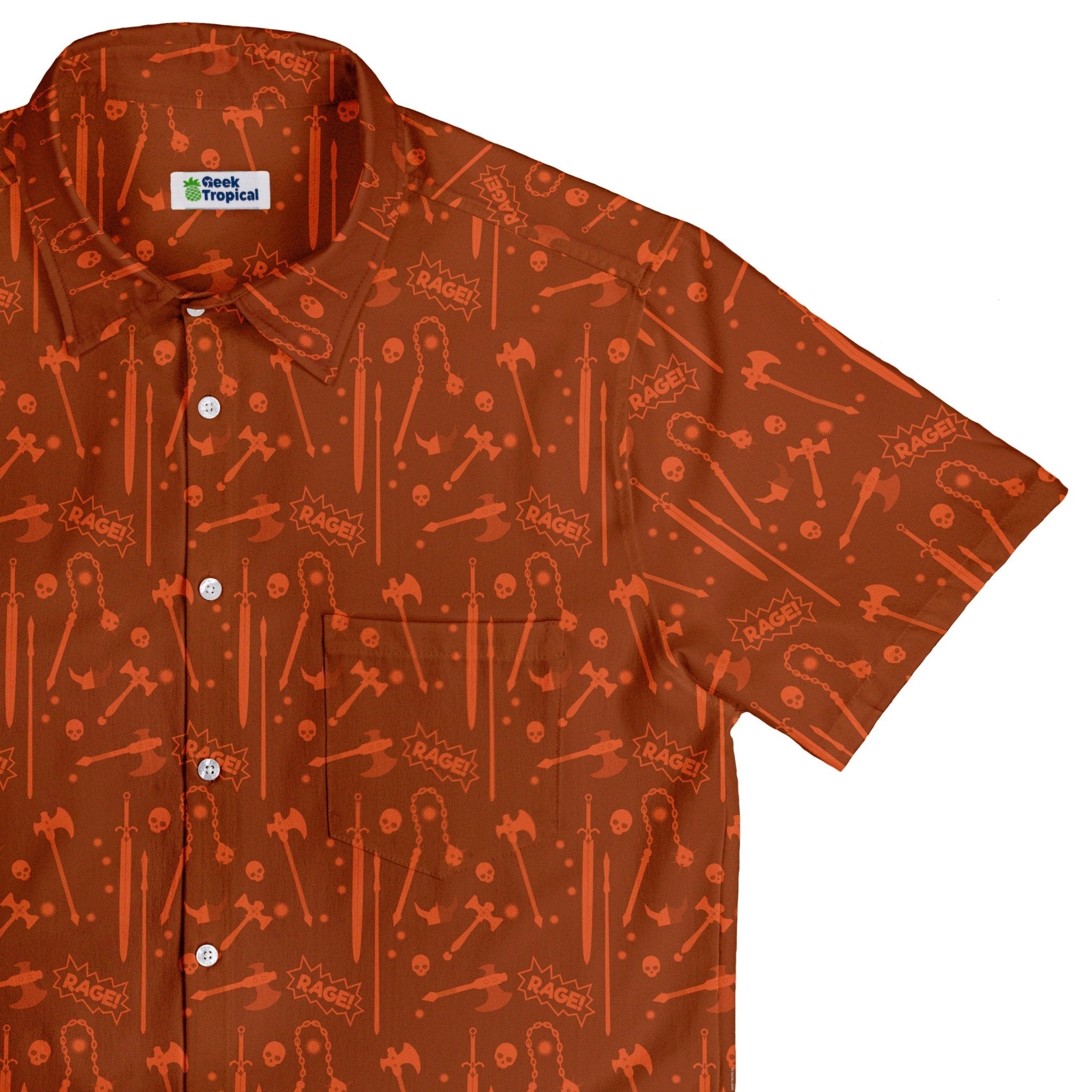 Dnd Barbarian Class Button Up Shirt - adult sizing - Design by Heather Davenport - dnd & rpg print