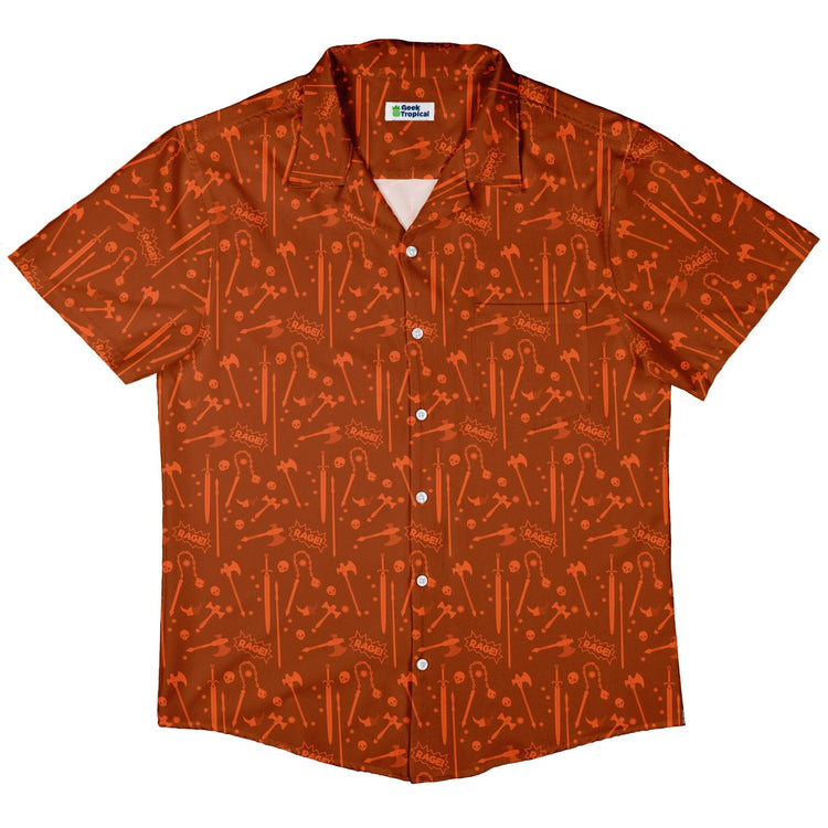 Dnd Barbarian Class Button Up Shirt - adult sizing - Design by Heather Davenport - dnd & rpg print