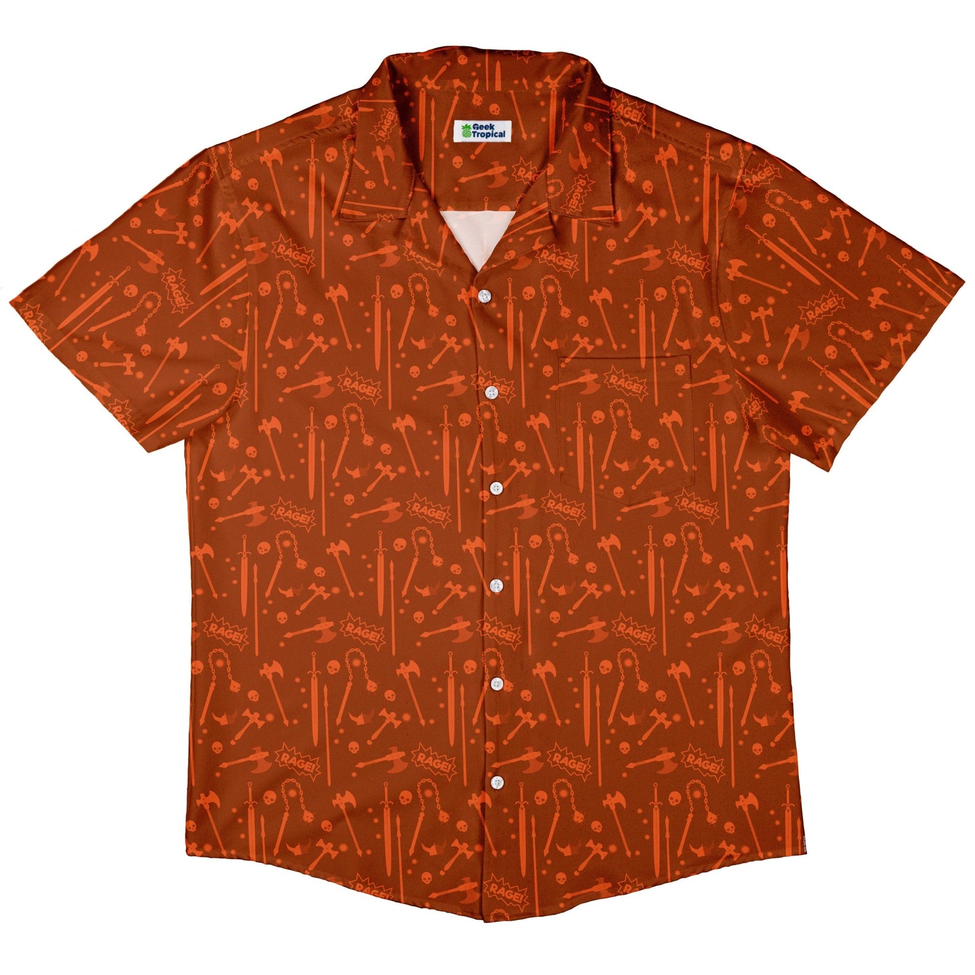 Dnd Barbarian Class Button Up Shirt - adult sizing - Design by Heather Davenport - dnd & rpg print