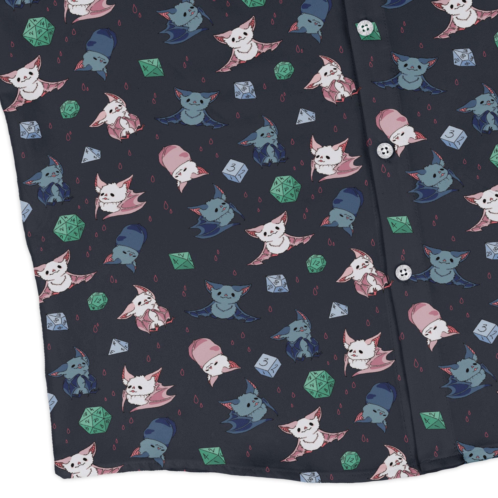 Dnd Bat Familiars Long Sleeve Button Up Shirt Geek Nerd adult sizing Design by Ardi Tong dnd & rpg print