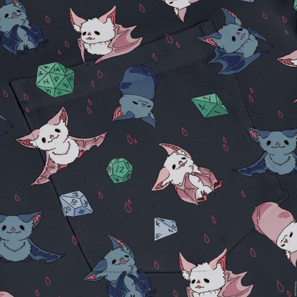 Dnd Bat Familiars Long Sleeve Button Up Shirt Geek Nerd adult sizing Design by Ardi Tong dnd & rpg print