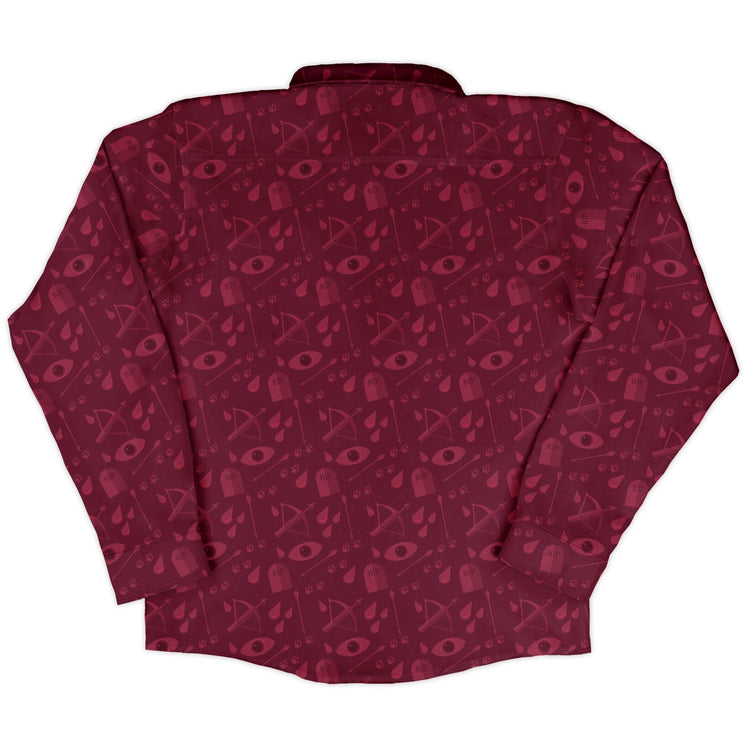 Dnd Blood Hunter Class Long Sleeve Button Up Shirt Geek Nerd adult sizing Design by Heather Davenport dnd & rpg print