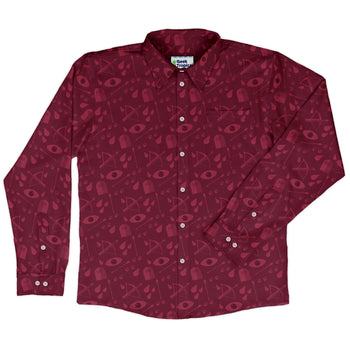 Dnd Blood Hunter Class Long Sleeve Button Up Shirt Geek Nerd adult sizing Design by Heather Davenport dnd & rpg print