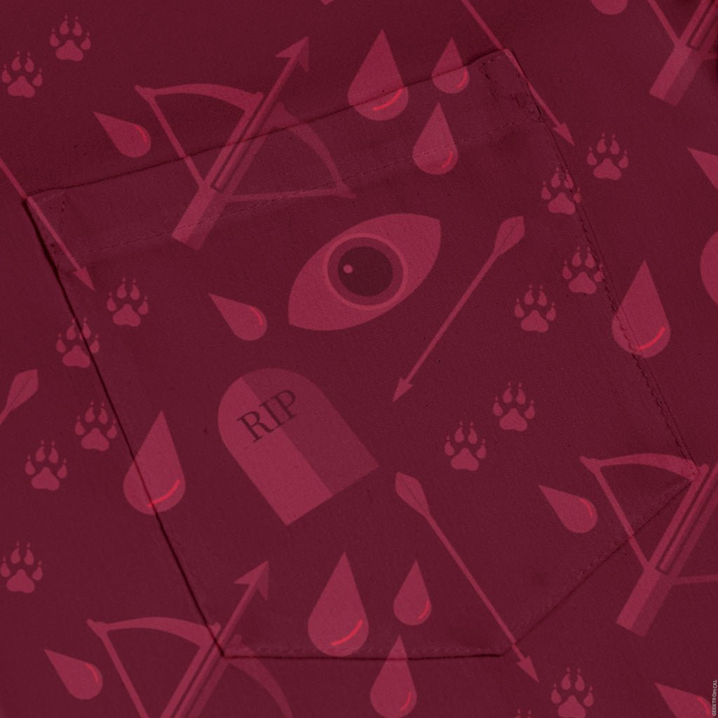 Dnd Blood Hunter Class Long Sleeve Button Up Shirt Geek Nerd adult sizing Design by Heather Davenport dnd & rpg print