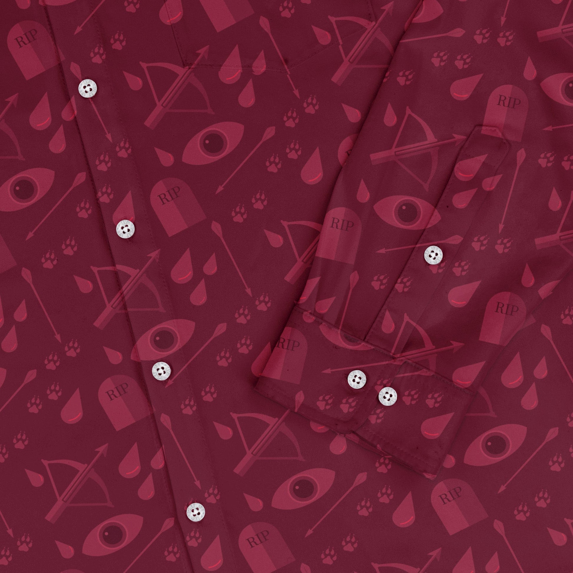 Dnd Blood Hunter Class Long Sleeve Button Up Shirt Geek Nerd adult sizing Design by Heather Davenport dnd & rpg print