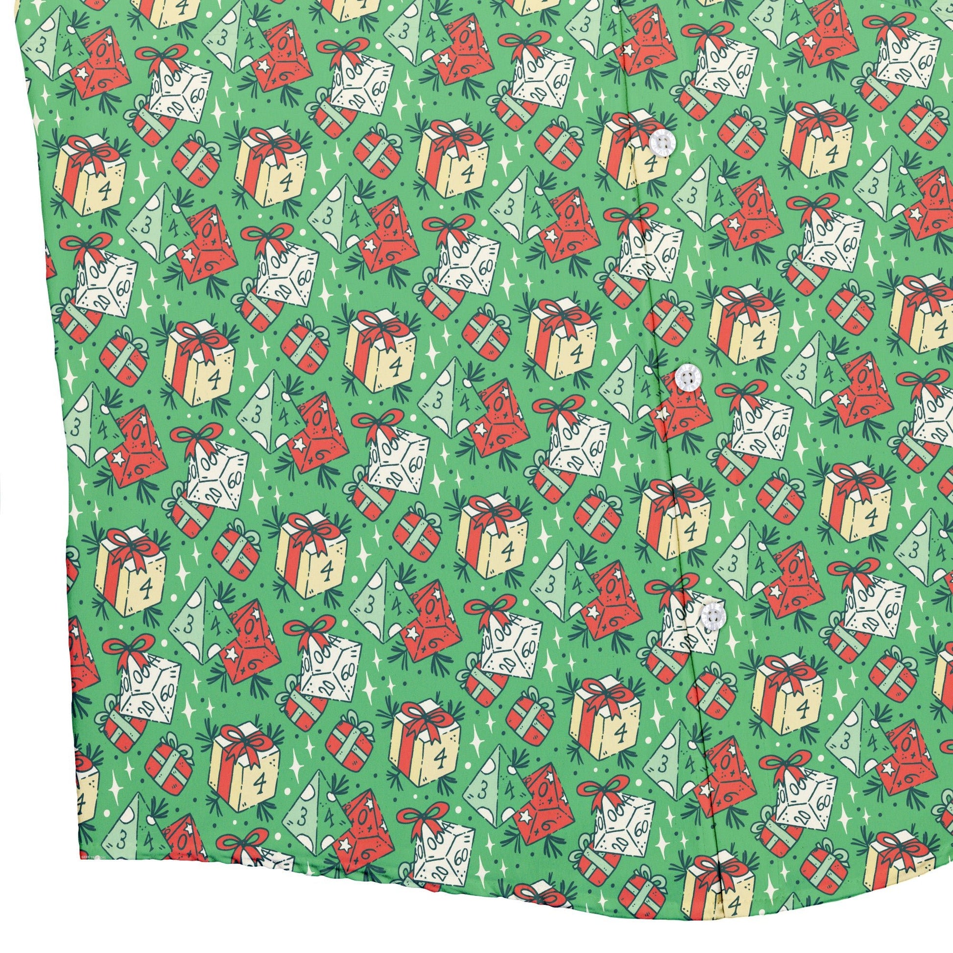 Dnd Christmas Dice Presents Button Up Shirt Geek Nerd adult sizing Christmas Print