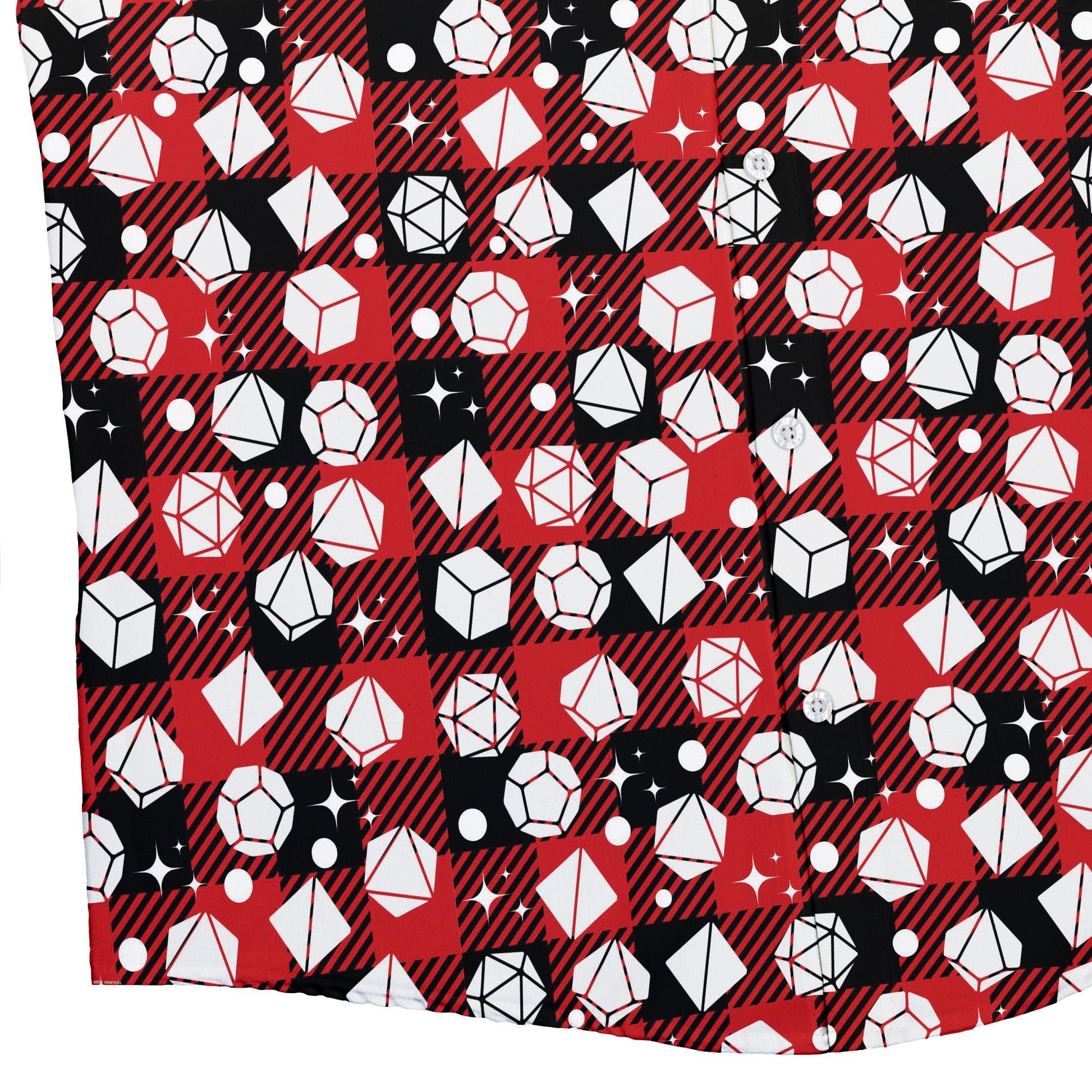 Dnd Christmas Red Plaid Button Up Shirt Geek Nerd adult sizing Christmas Print