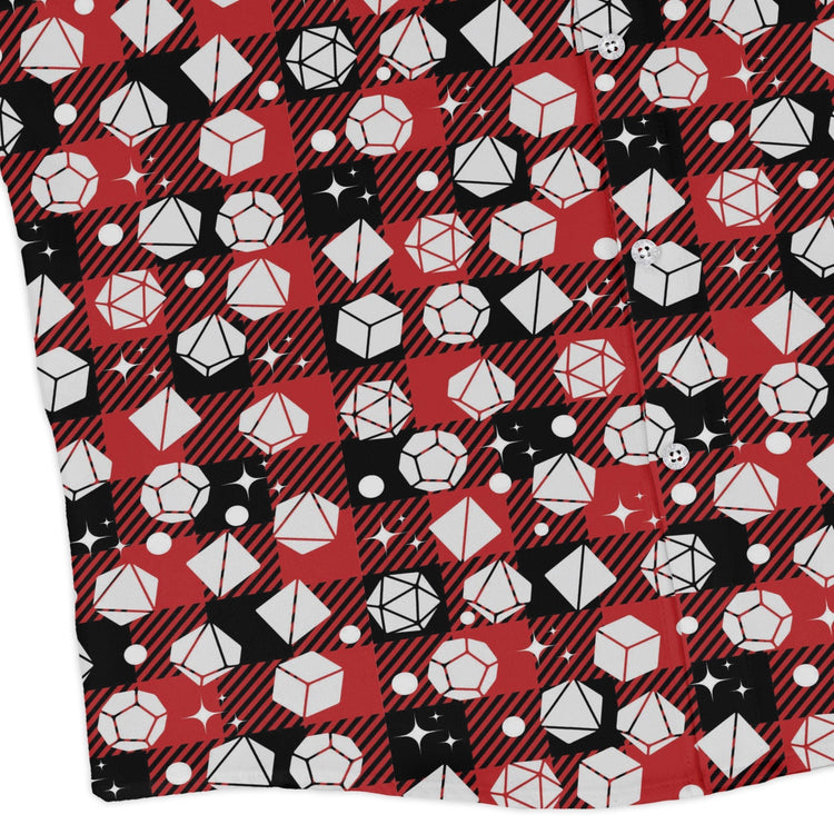 Dnd Christmas Red Plaid Long Sleeve Button Up Shirt Geek Nerd adult sizing Christmas Print dnd & rpg print