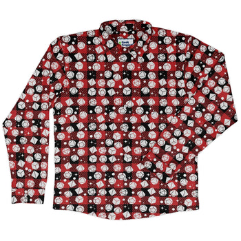 Dnd Christmas Red Plaid Long Sleeve Button Up Shirt Geek Nerd adult sizing Christmas Print dnd & rpg print