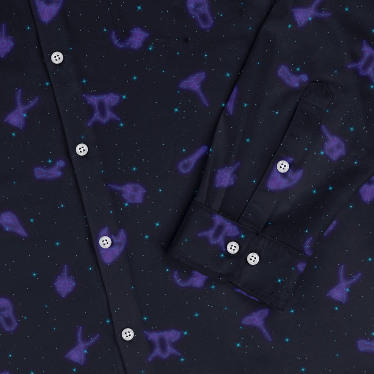 Dnd Class Constellations Long Sleeve Button Up Shirt Geek Nerd adult sizing dnd & rpg print FLOW DESC WRITING