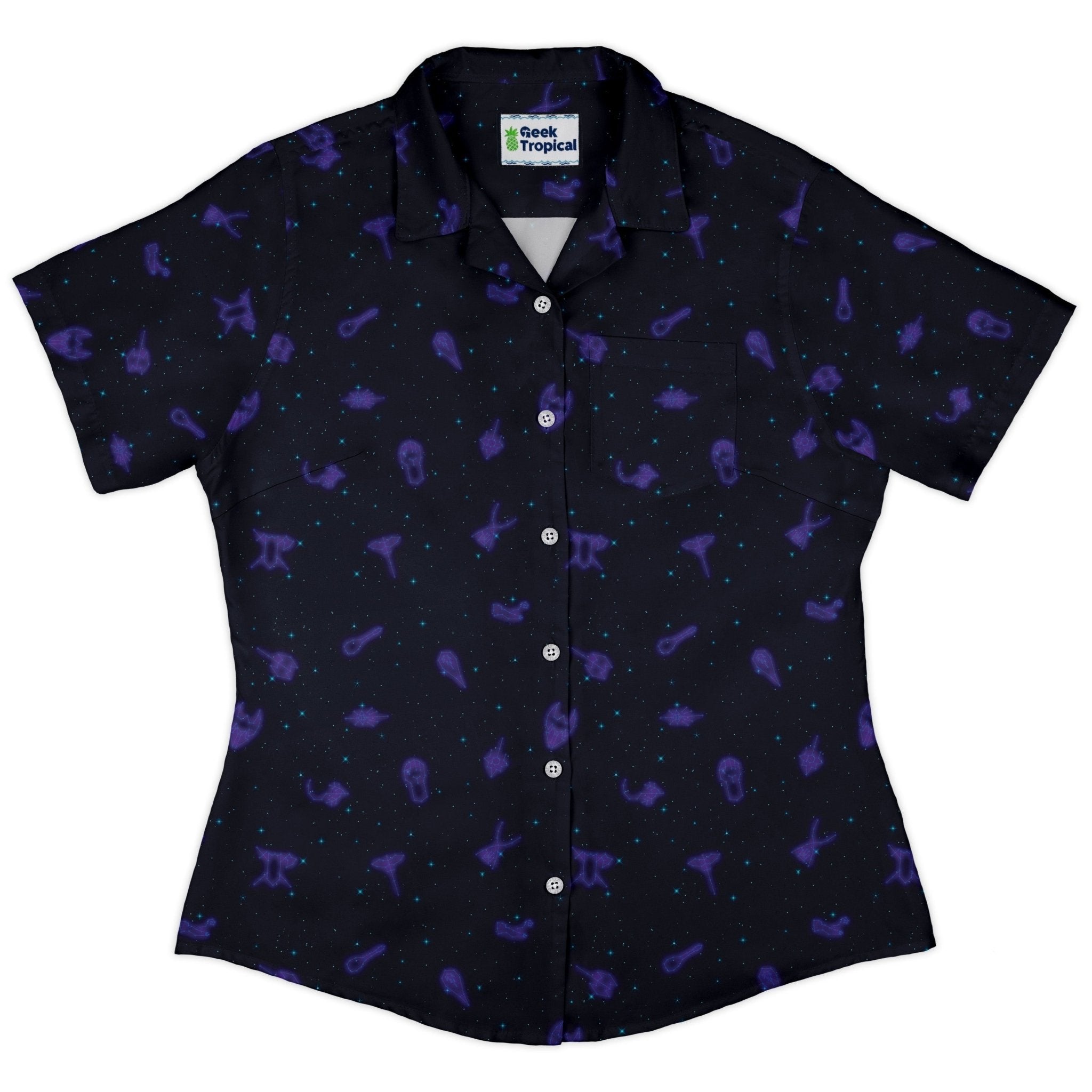 Dnd Class Constellations Curvy Button Up Shirt Geek Nerd dnd & rpg print women