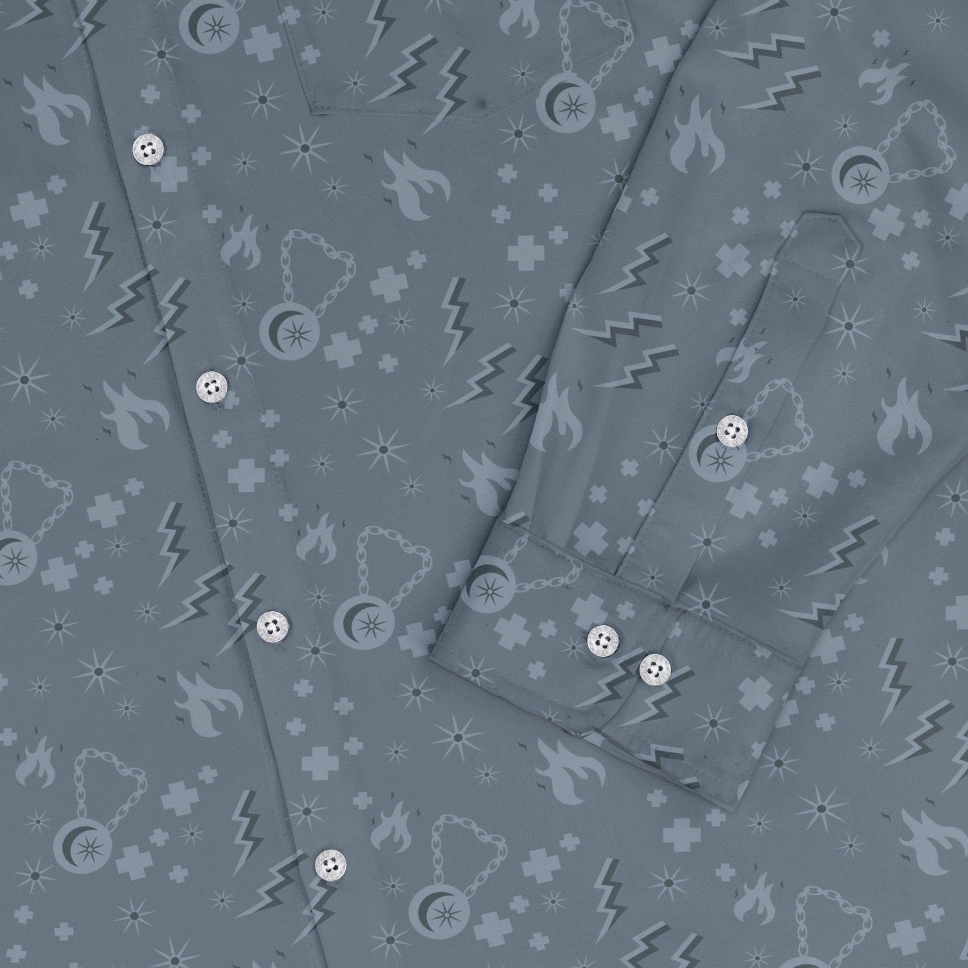 Dnd Cleric Class Long Sleeve Button Up Shirt Geek Nerd adult sizing Design by Heather Davenport dnd & rpg print