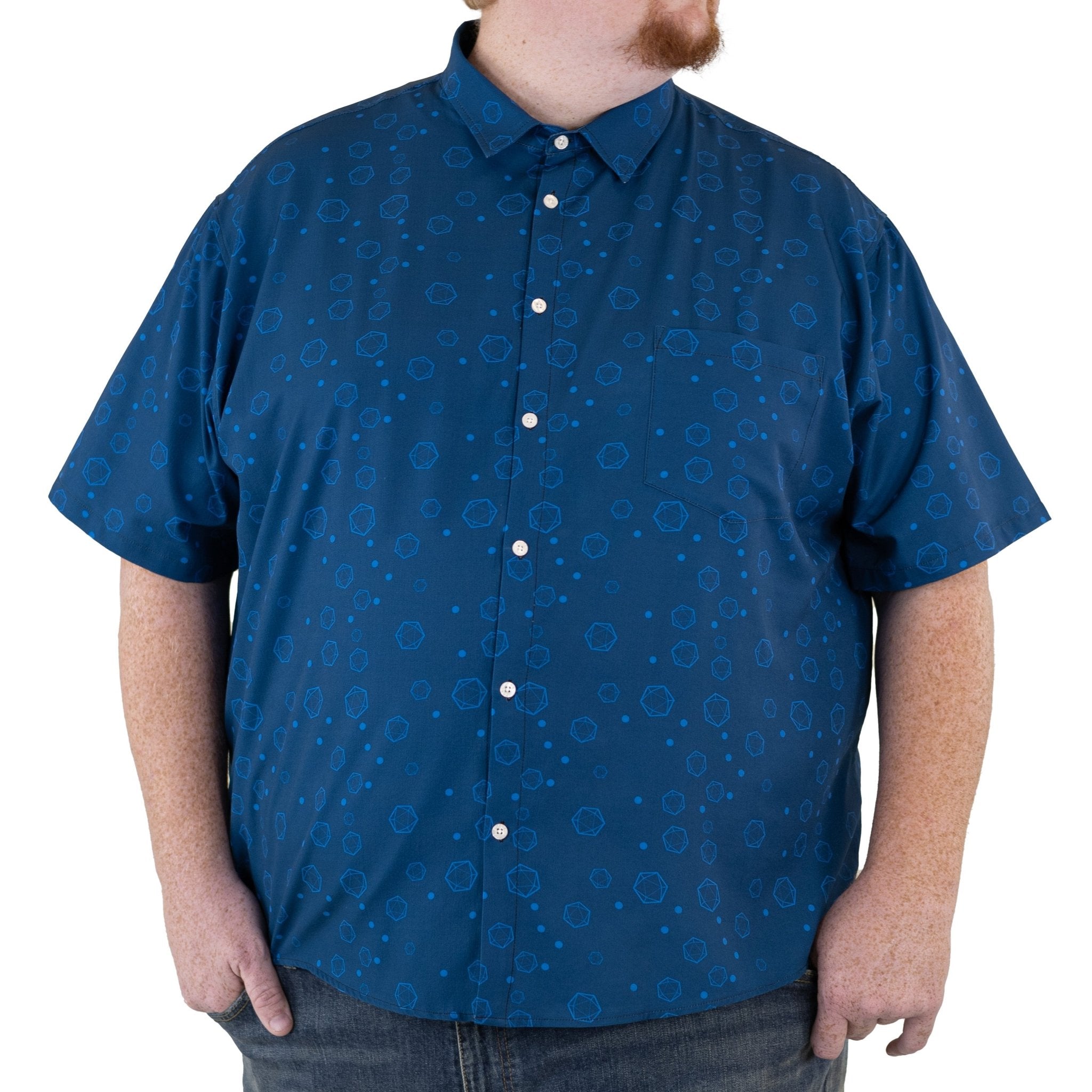 Ready-to-Ship Dnd Dice Bubbles Button Up Shirt - adult sizing - Design by Heather Davenport - dnd & rpg print
