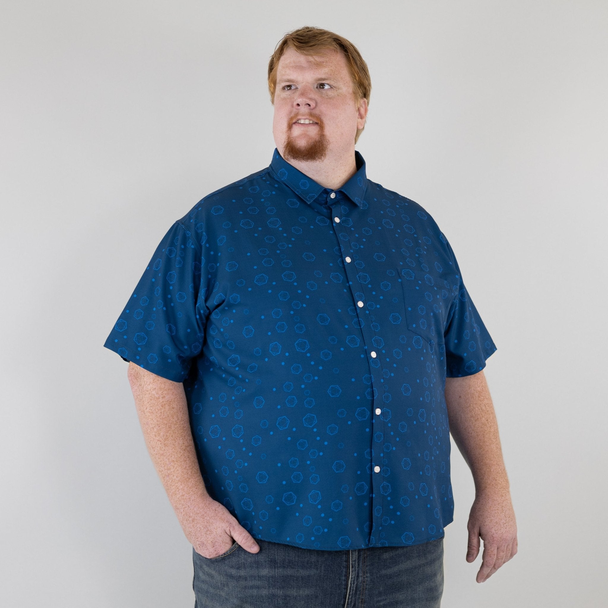 Ready-to-Ship Dnd Dice Bubbles Button Up Shirt - adult sizing - Design by Heather Davenport - dnd & rpg print