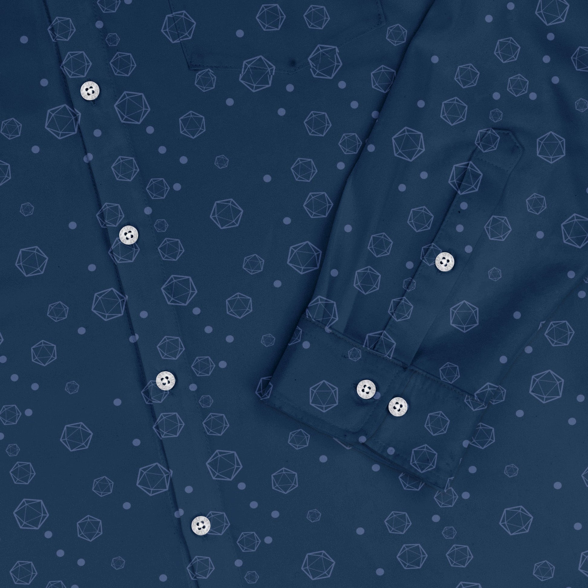 Dnd Dice Bubbles Long Sleeve Button Up Shirt Geek Nerd adult sizing Design by Heather Davenport dnd & rpg print