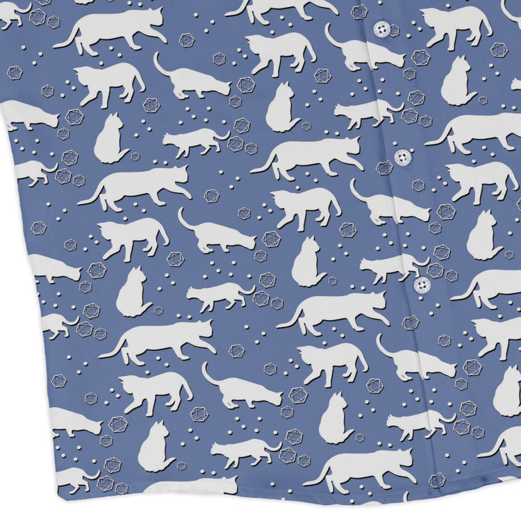 Dnd Dice Cats Long Sleeve Button Up Shirt Geek Nerd adult sizing Animal Patterns Design by Heather Davenport