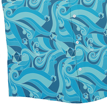 Dnd Dice Swirl Blue Button Up Shirt Geek Nerd 0925 adult sizing All Adult Button Up Shirts