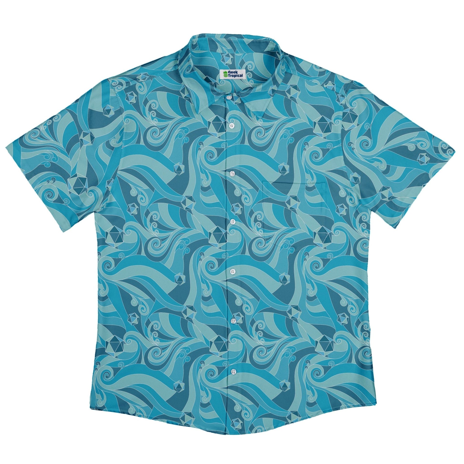 Dnd Dice Swirl Blue Button Up Shirt Geek Nerd 0925 adult sizing All Adult Button Up Shirts