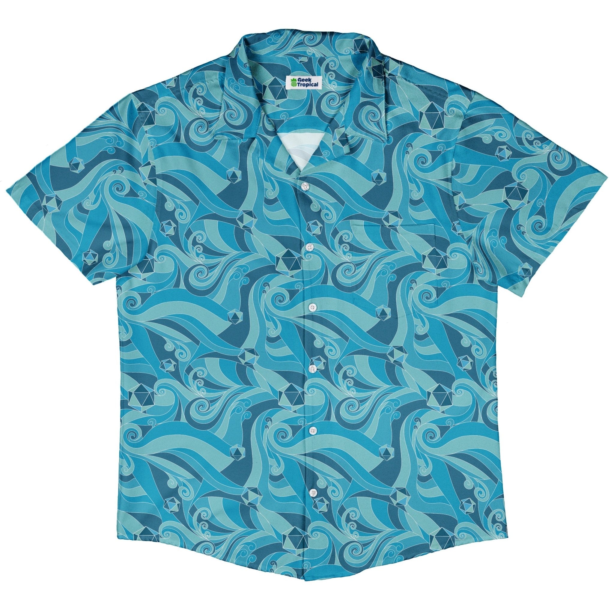 Dnd Dice Swirl Blue Button Up Shirt Geek Nerd 0925 adult sizing All Adult Button Up Shirts