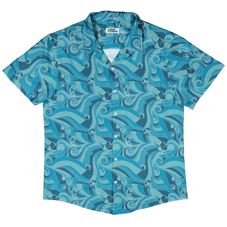 Dnd Dice Swirl Blue Button Up Shirt Geek Nerd 0925 adult sizing All Adult Button Up Shirts