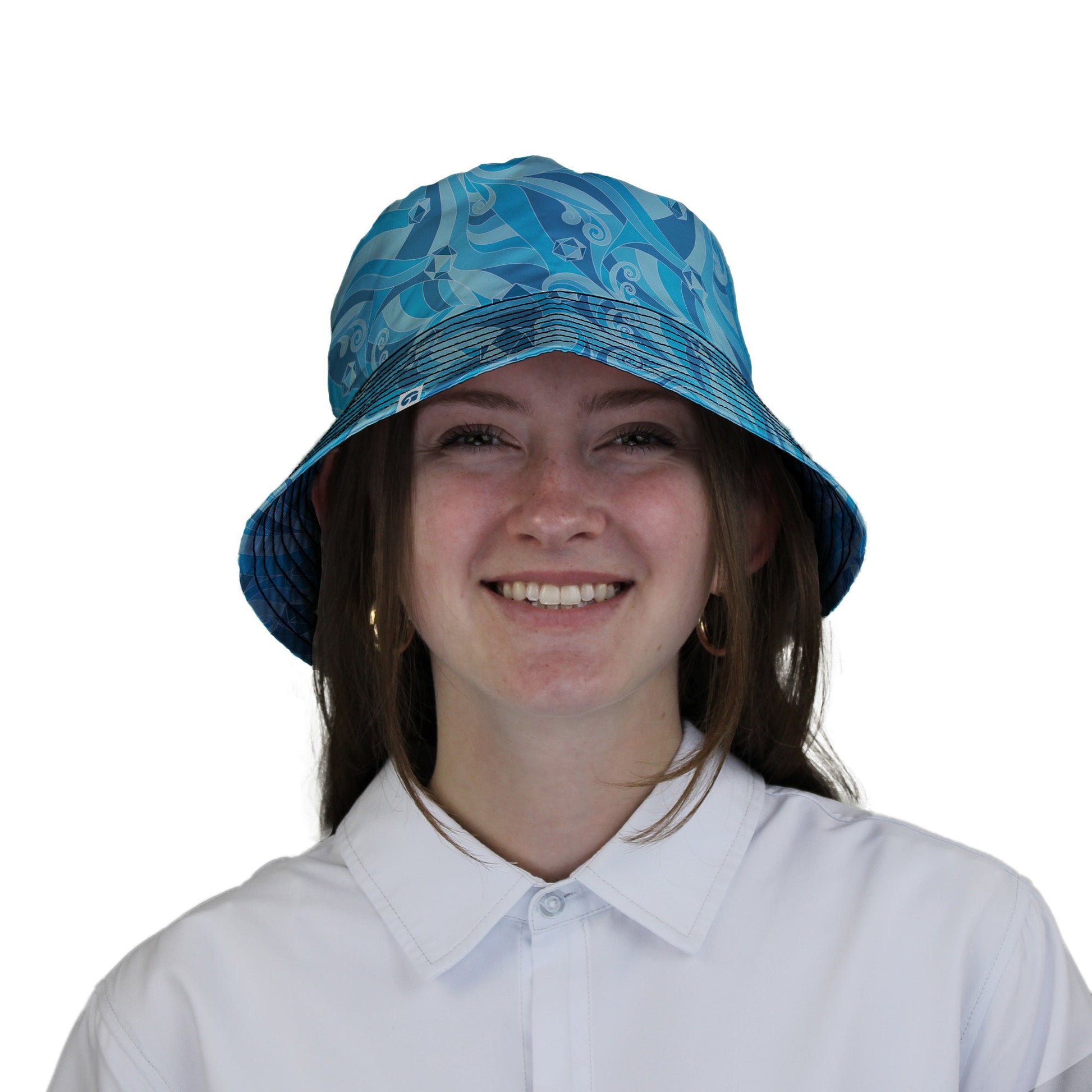 Dnd Dice Swirl Blue Bucket Hat Geek Nerd 0925 board game print Designs by Nathan