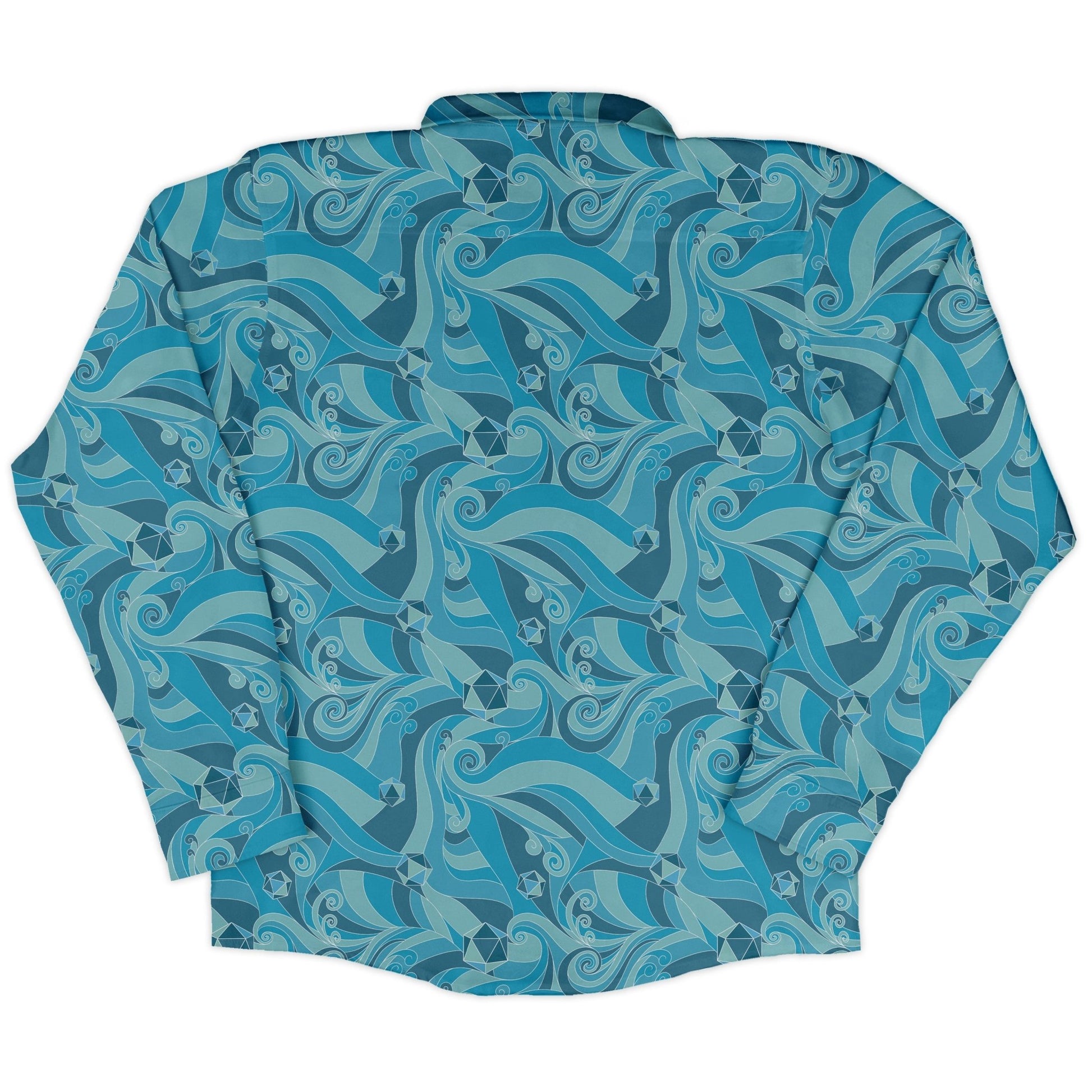 Dnd Dice Swirl Blue Long Sleeve Button Up Shirt Geek Nerd 0925 adult sizing All Adult Button Up Shirts