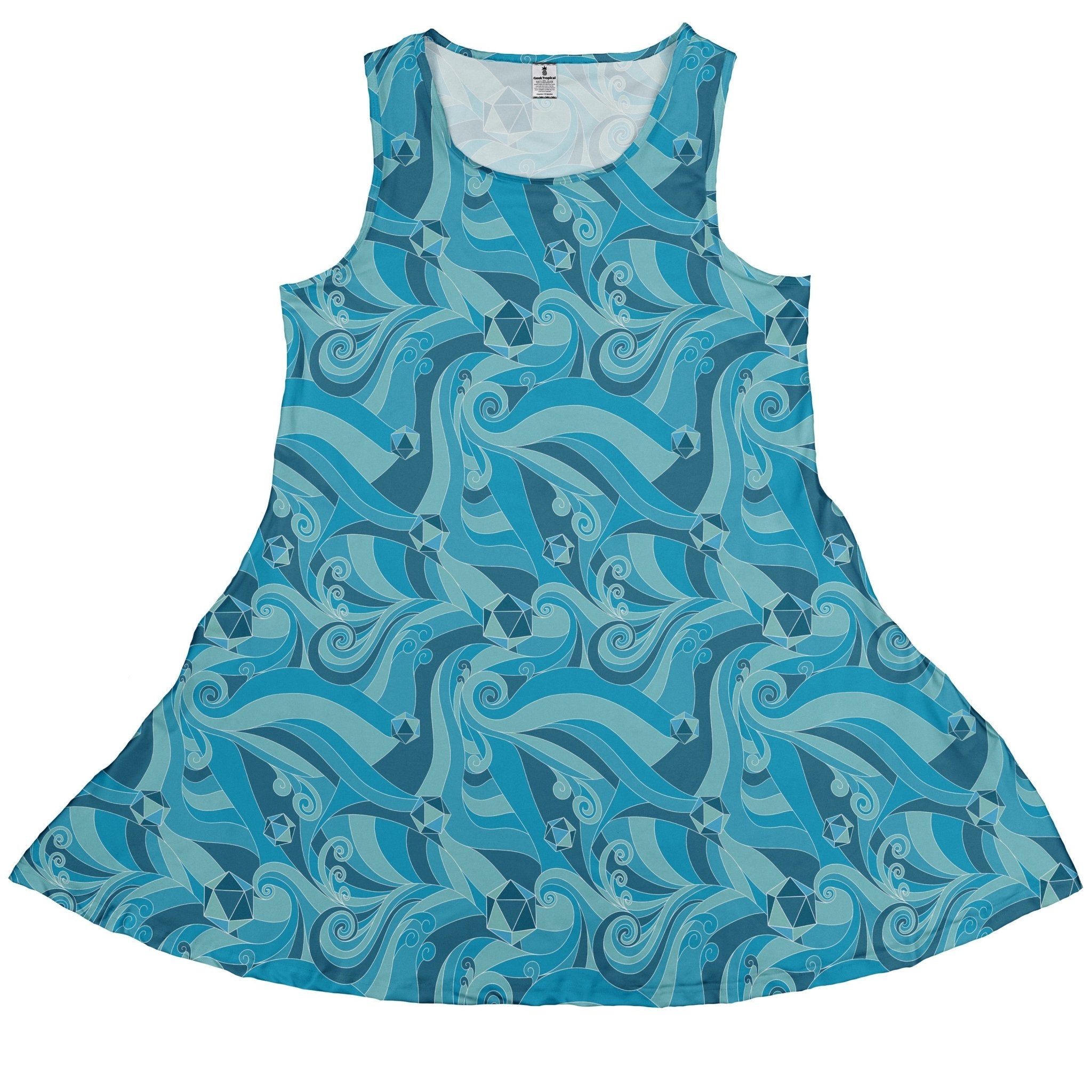 Dnd Dice Swirl Blue Dress Geek Nerd 0925 board game print Designs by Nathan