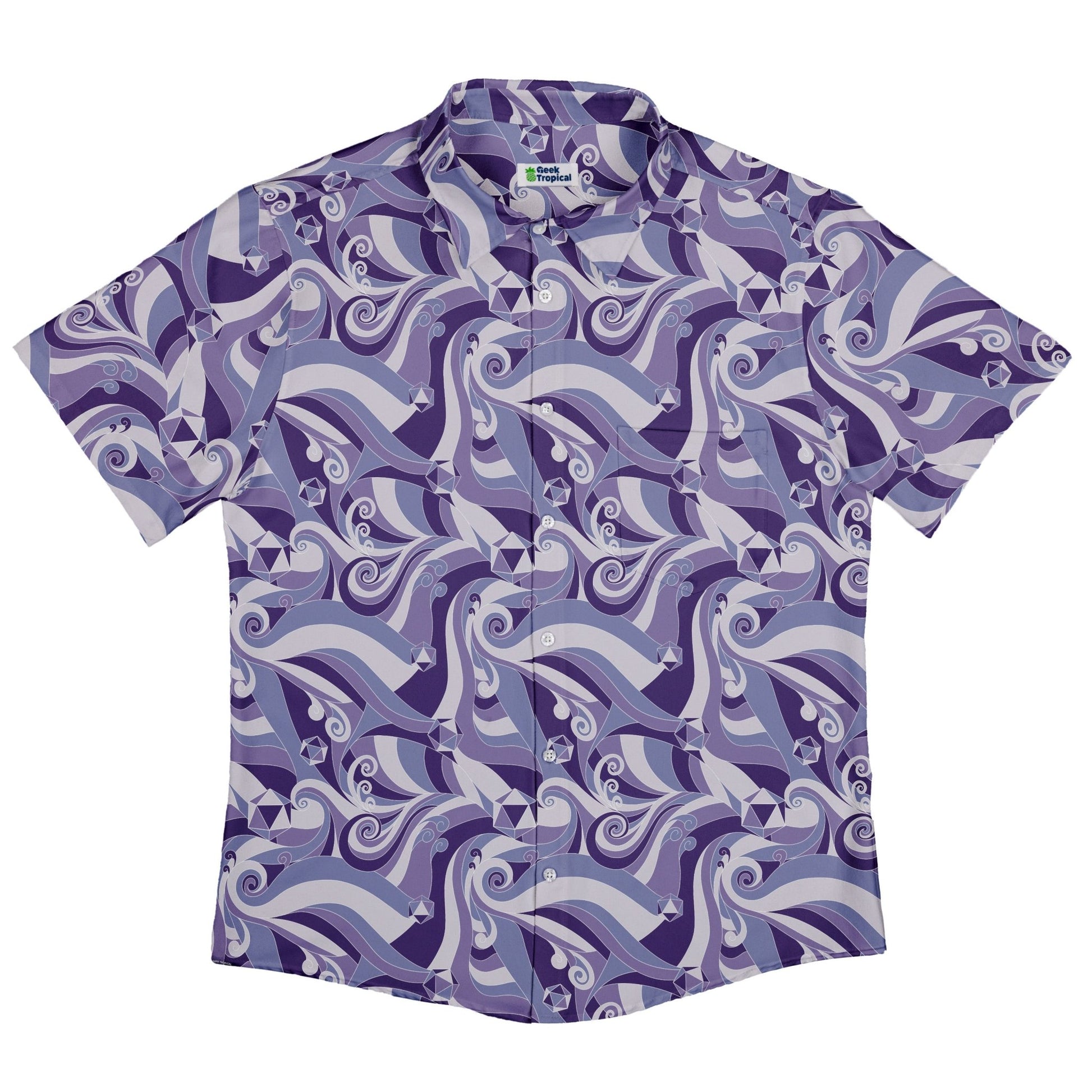 Dnd Dice Swirls Purple Button Up Shirt Geek Nerd 0925 adult sizing All Adult Button Up Shirts