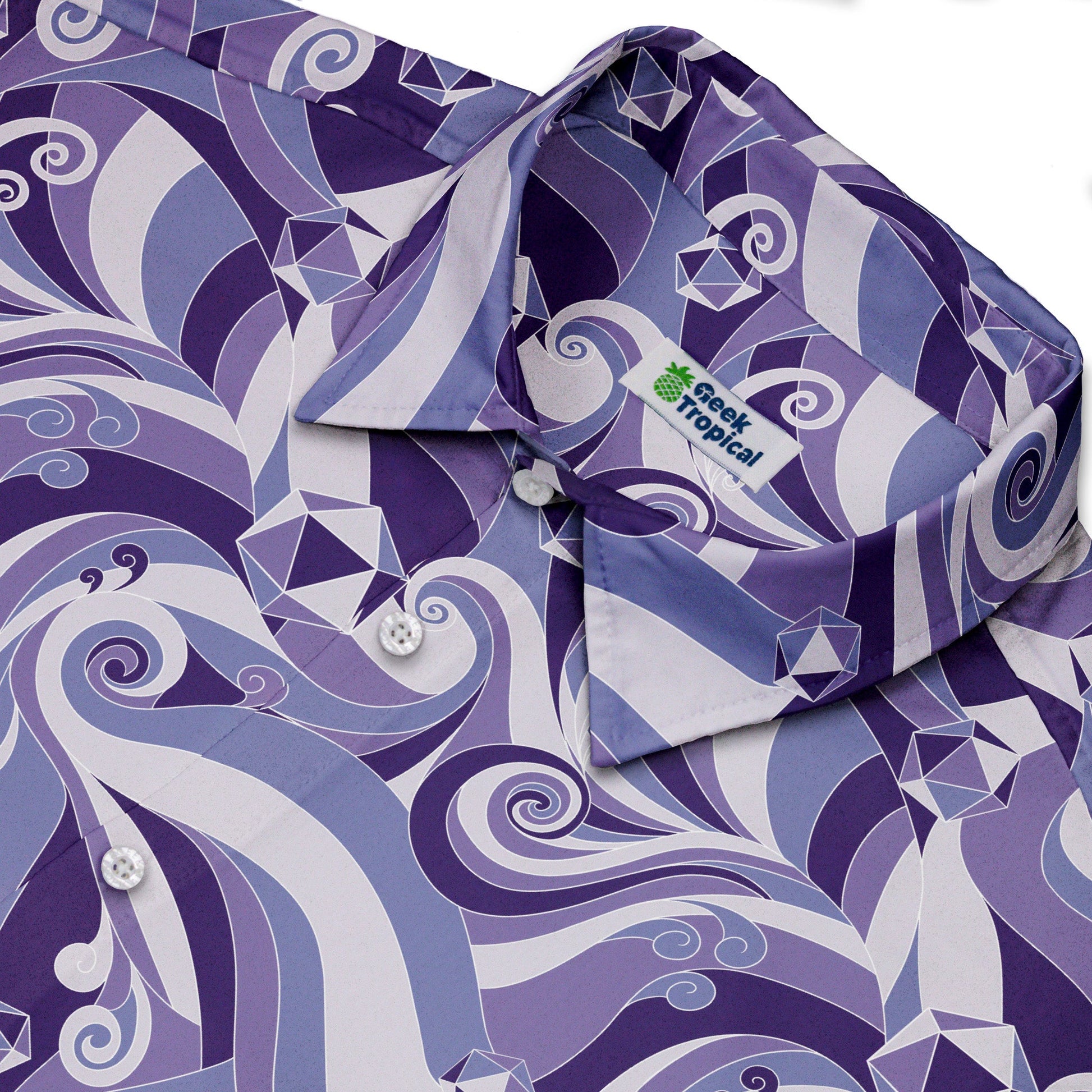 Dnd Dice Swirls Purple Button Up Shirt Geek Nerd 0925 adult sizing All Adult Button Up Shirts