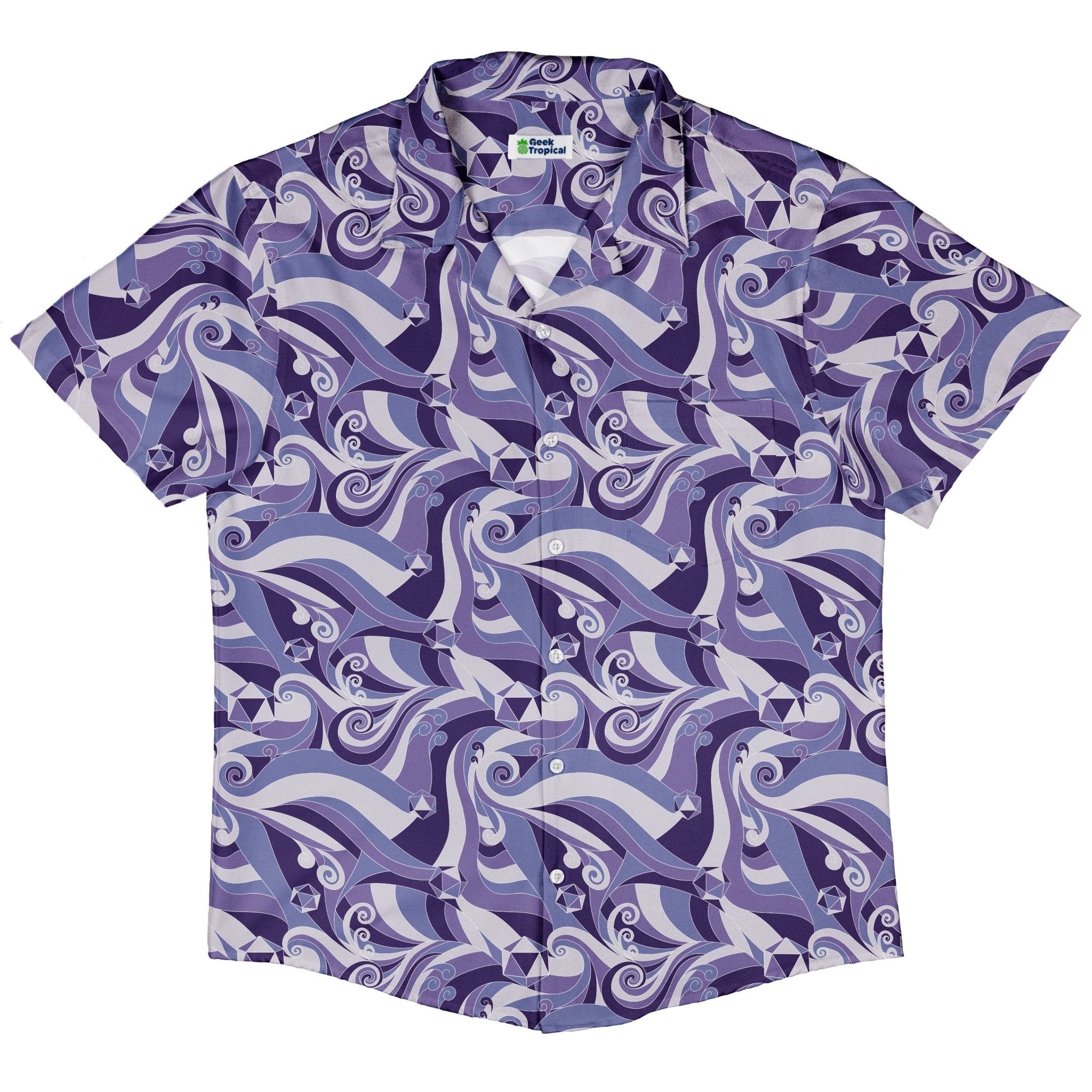 Dnd Dice Swirls Purple Button Up Shirt Geek Nerd 0925 adult sizing All Adult Button Up Shirts