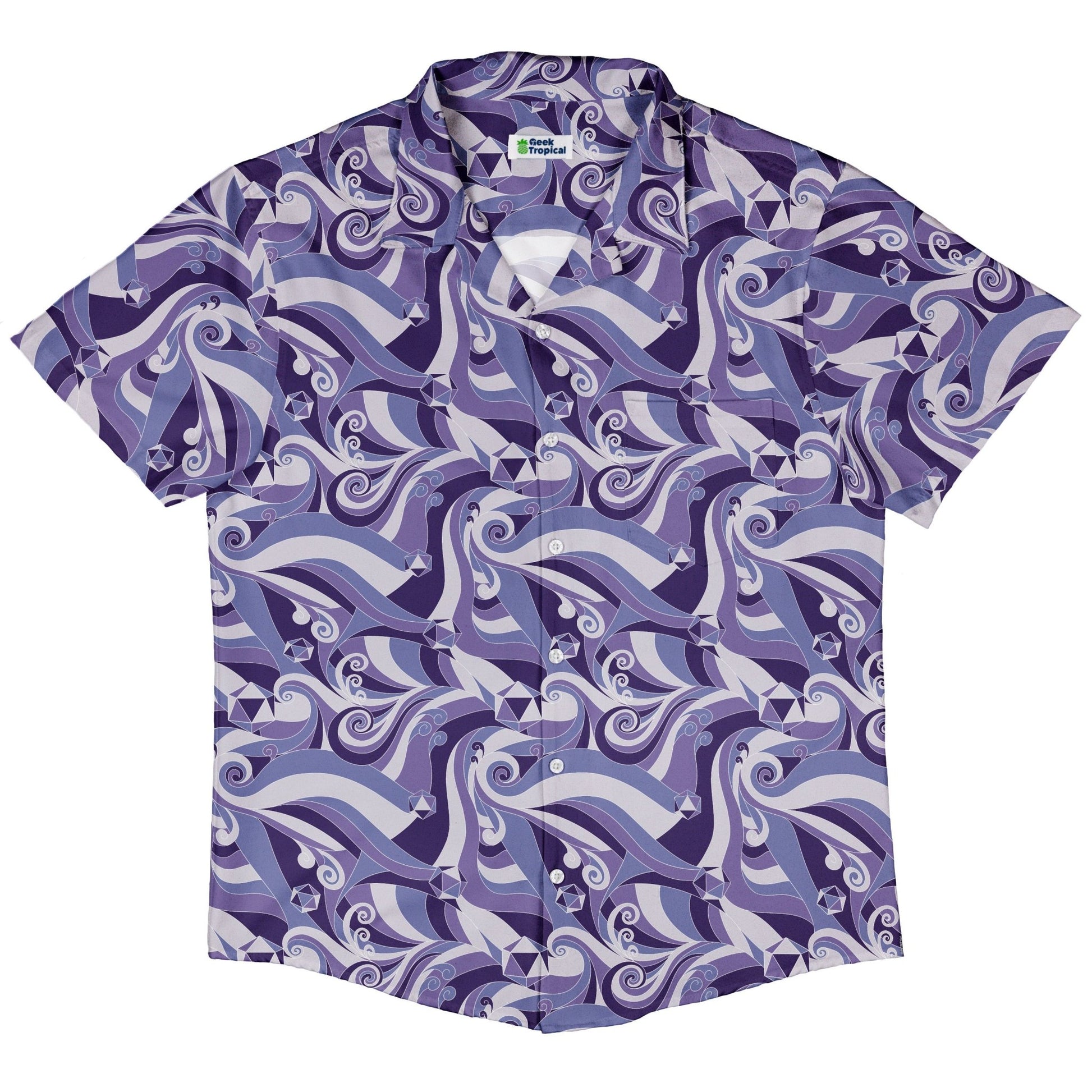 Dnd Dice Swirls Purple Button Up Shirt Geek Nerd 0925 adult sizing All Adult Button Up Shirts