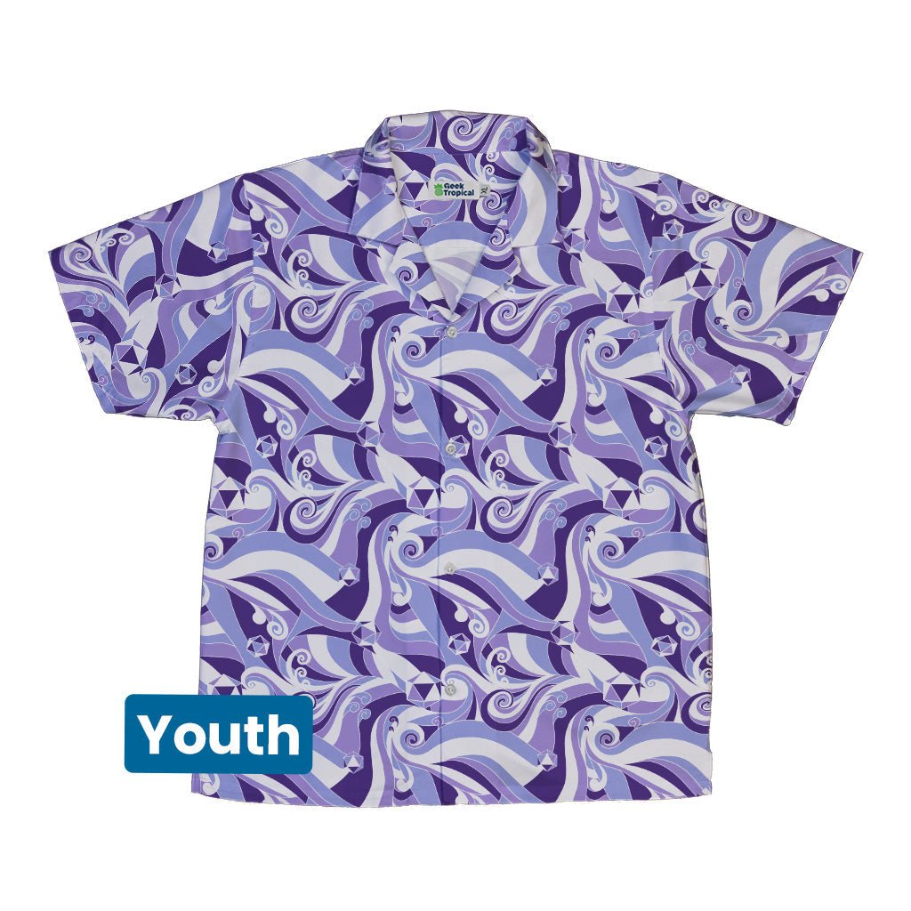 Dnd Dice Swirls Purple Youth Hawaiian Shirt Geek Nerd 0925 board game print Designs by Nathan