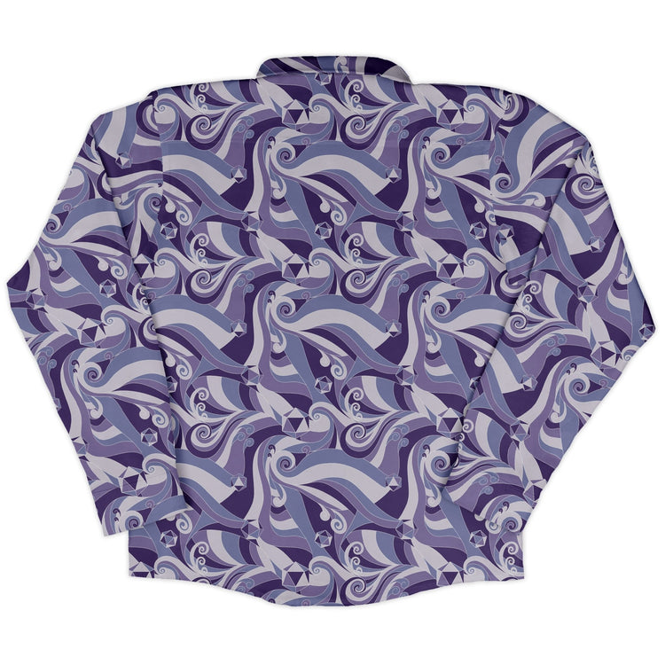 Dnd Dice Swirls Purple Long Sleeve Button Up Shirt Geek Nerd 0925 adult sizing All Adult Button Up Shirts